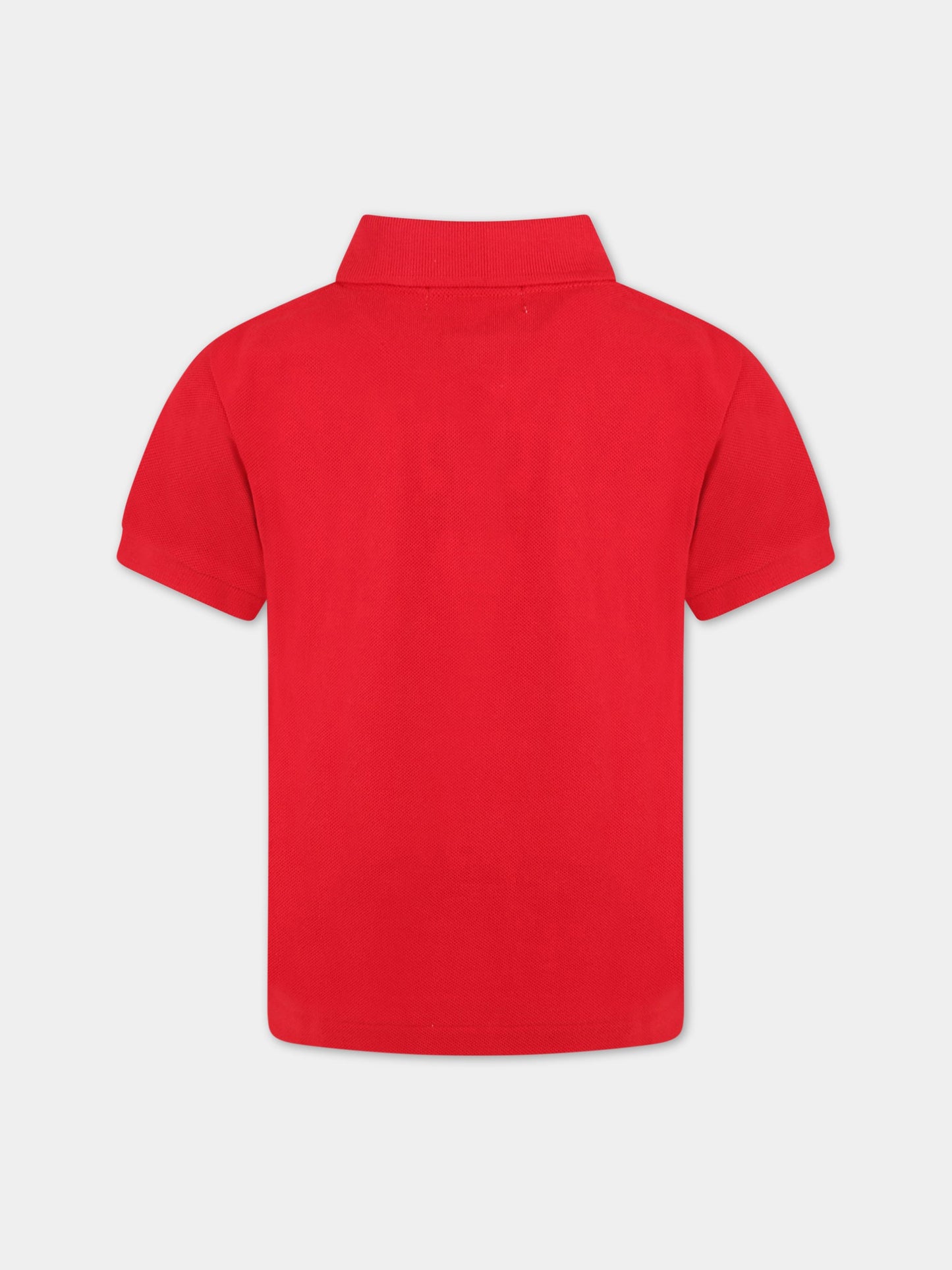 Polo rossa per bambini con logo,Comme Des Garçons Play Kids,AZ-T505 P1T505 ROSSO