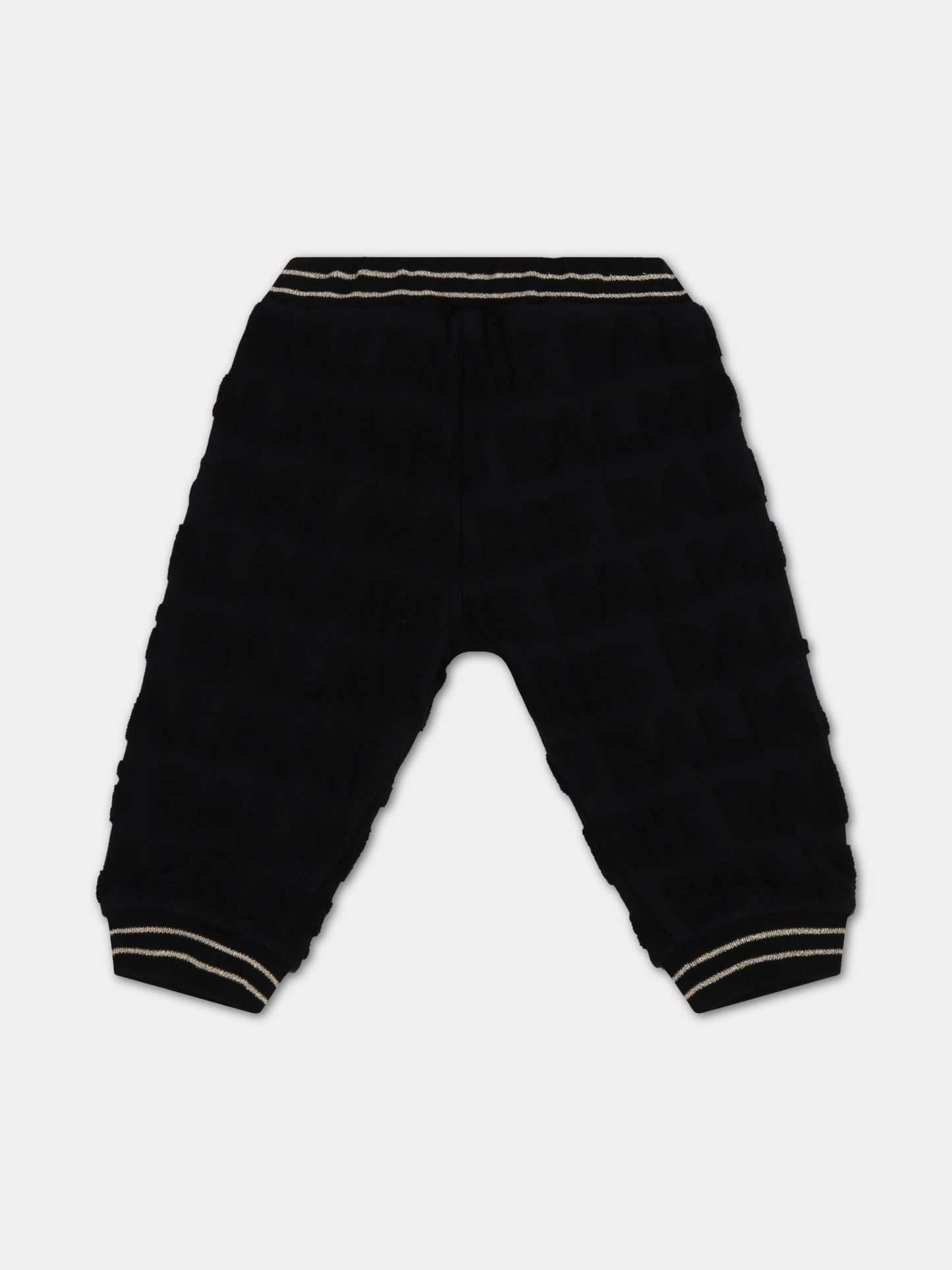 Pantaloni neri per neonati con logo in rilevo,Balmain Kids,6P6B60 V0022 930