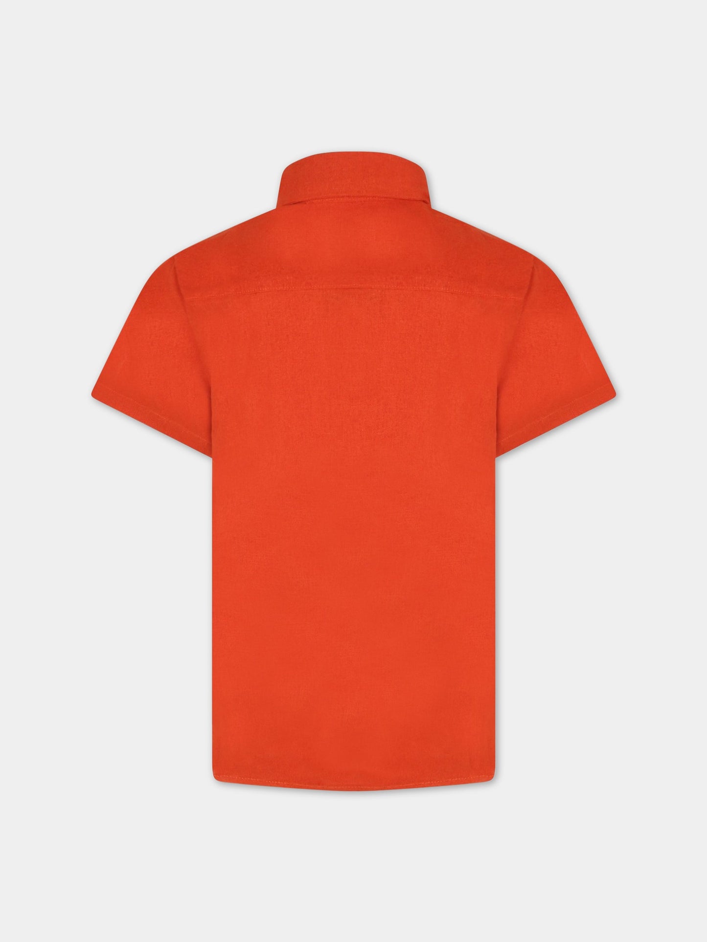 Camicia arancione per bambini con mongolfiera,Mood-one,CAMICIA IN LINO MONGOLFIERA+NUVOLE