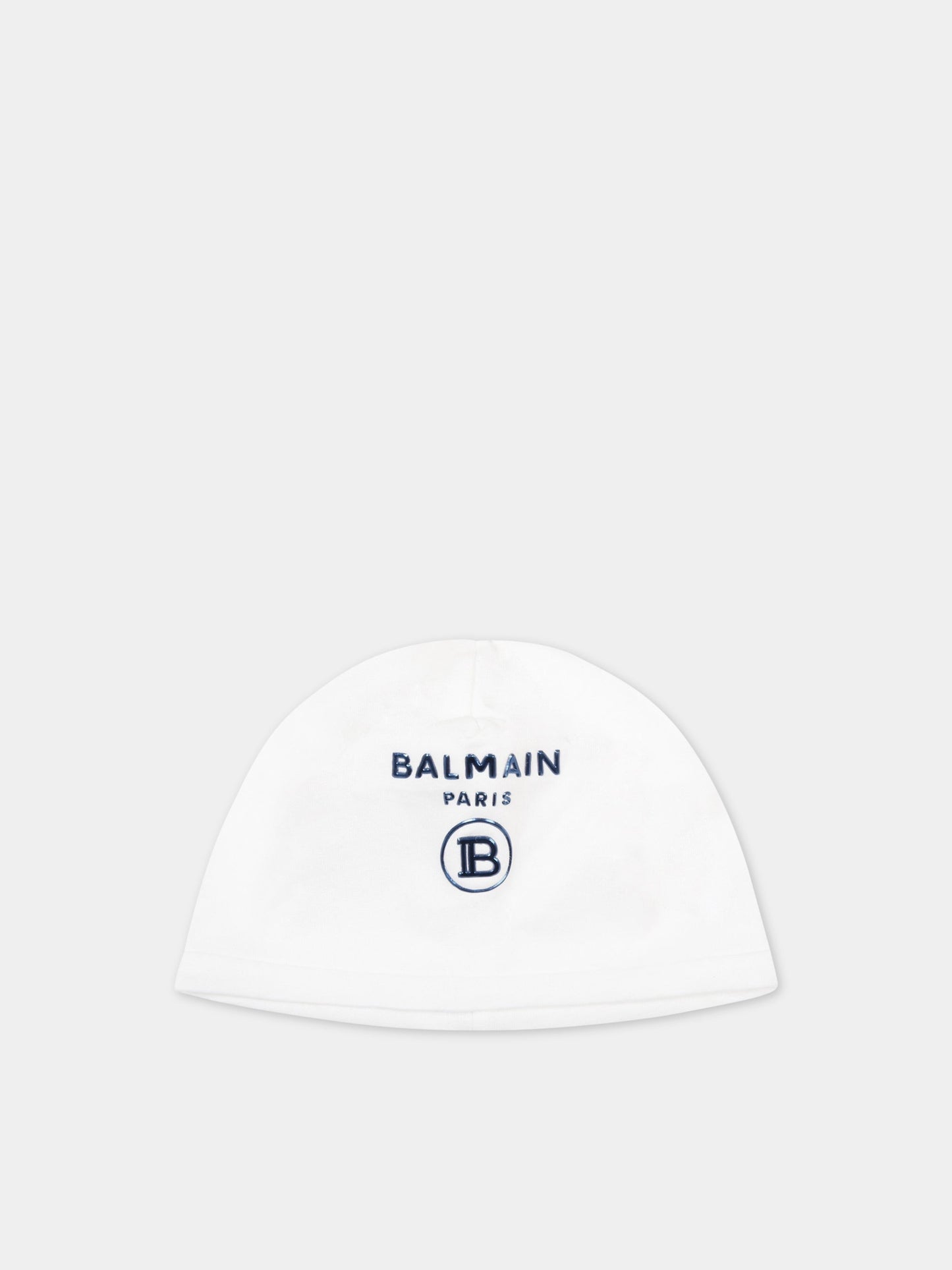 Set bianco per neonato con doppio logo blu,Balmain Kids,6Q8A50 Z0057 100AZ