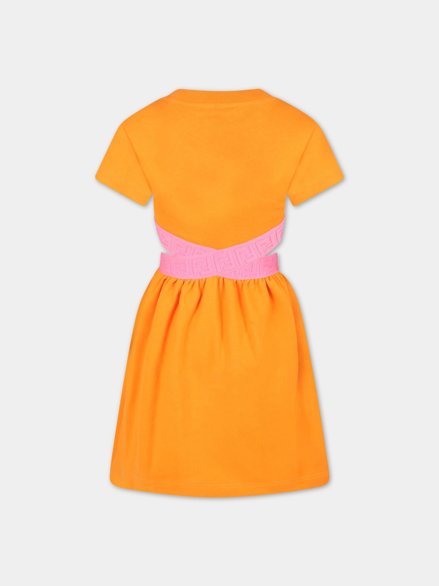 Vestito arancione per bambina con doppia FF,Fendi Kids,JFB501 5V0 F0TX8