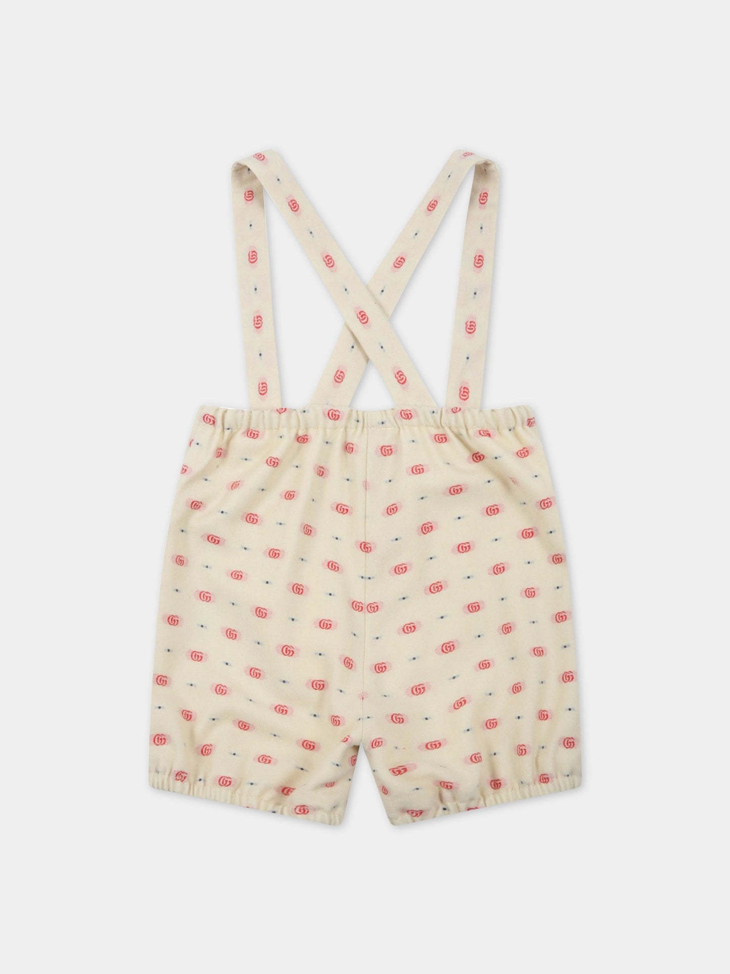 Bermuda avorio per neonato con GG rosse,Gucci Kids,701729 XWATB 9120