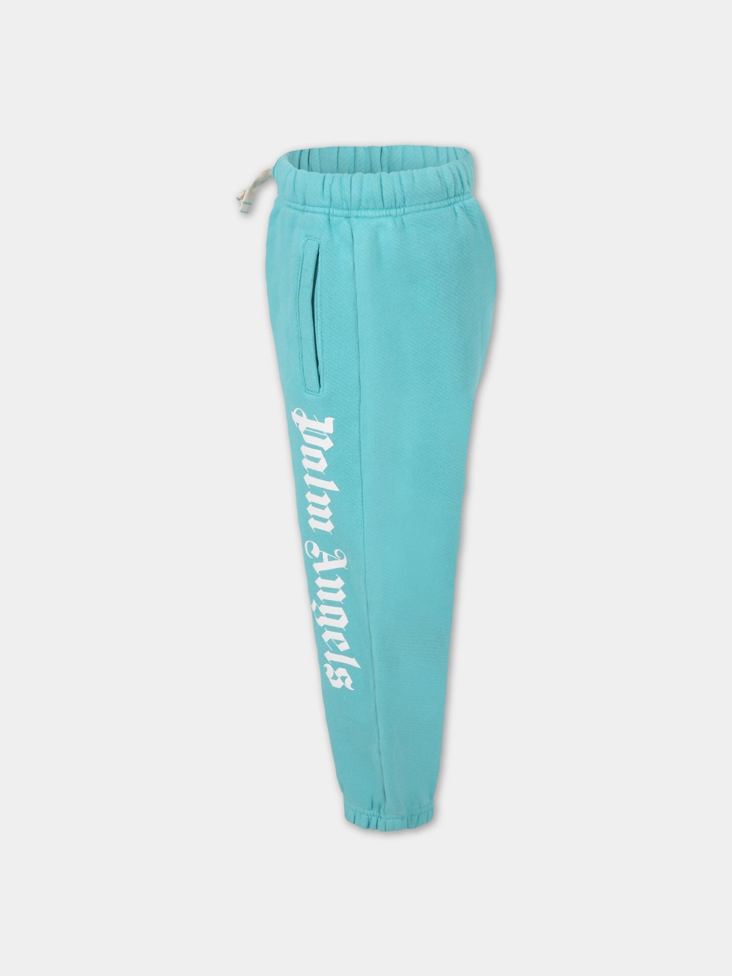 Pantalone verde acqua per bambini con logo,Palm Angels,PGCH001F22FLE0014301