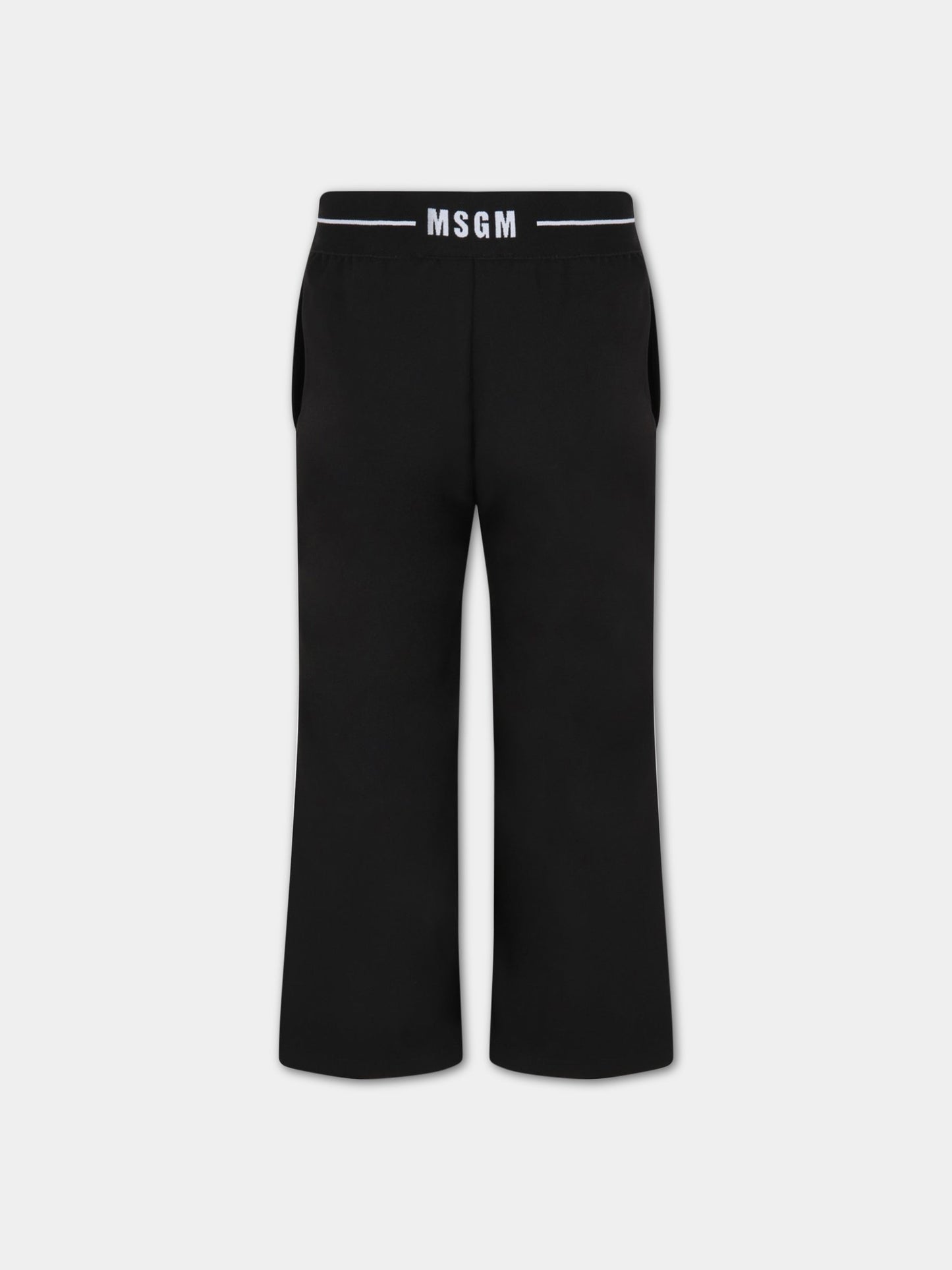 Pantalone nero per bambina con logo,Msgm Kids,MS029217 110