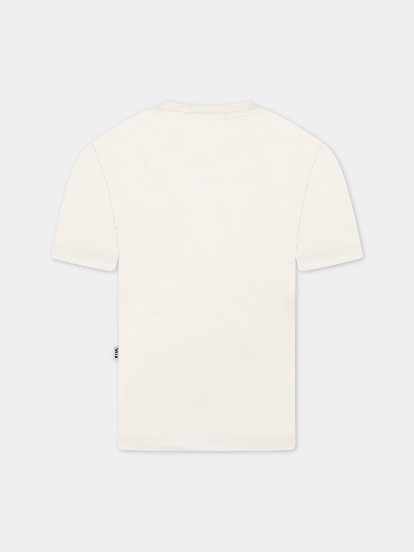T-shirt avorio per bambini con logo nero,Msgm Kids,MS029075 013