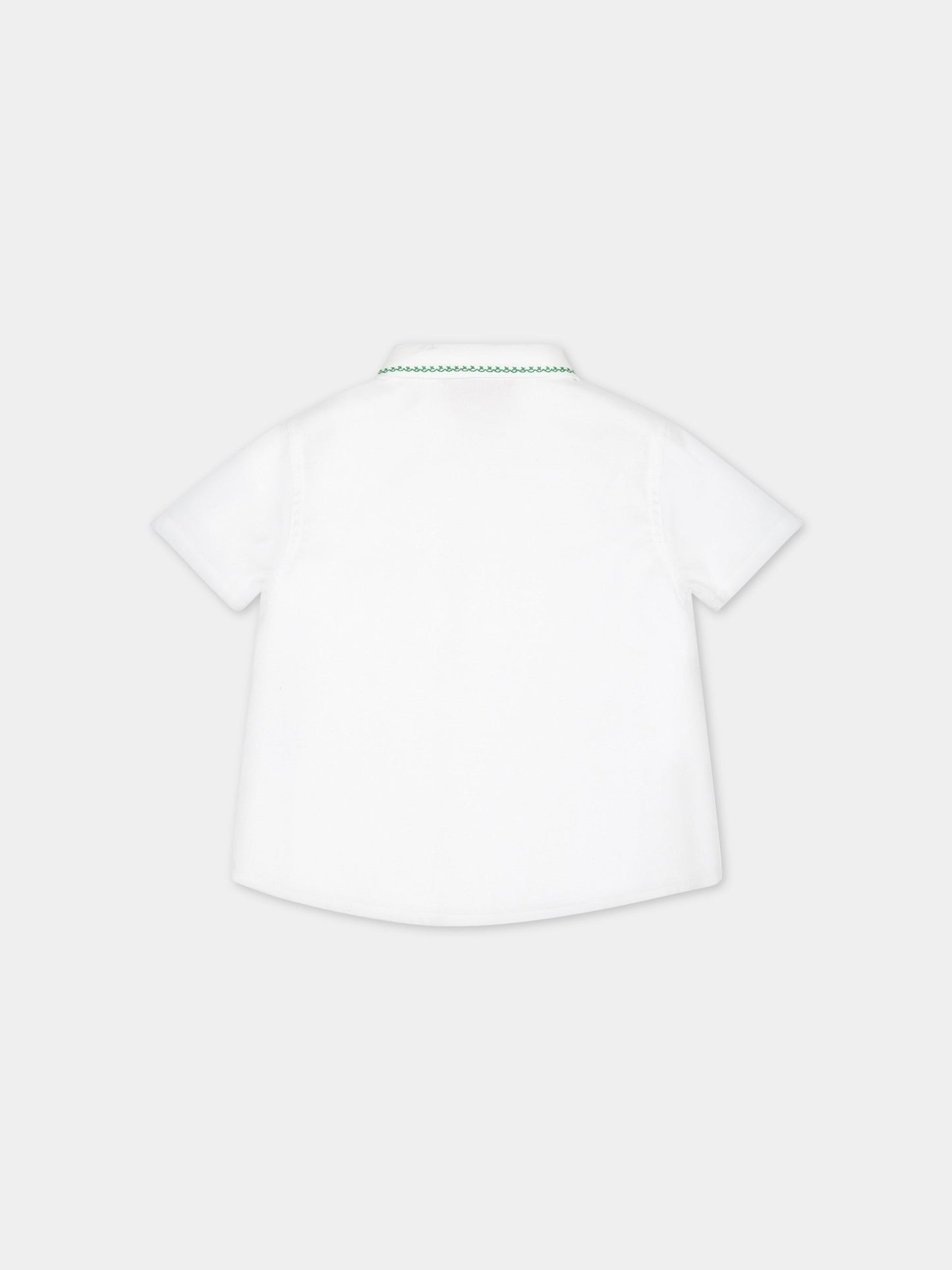 Camicia bianca per neonato con ricami e logo,Gucci Kids,722251 XWAV7 9543
