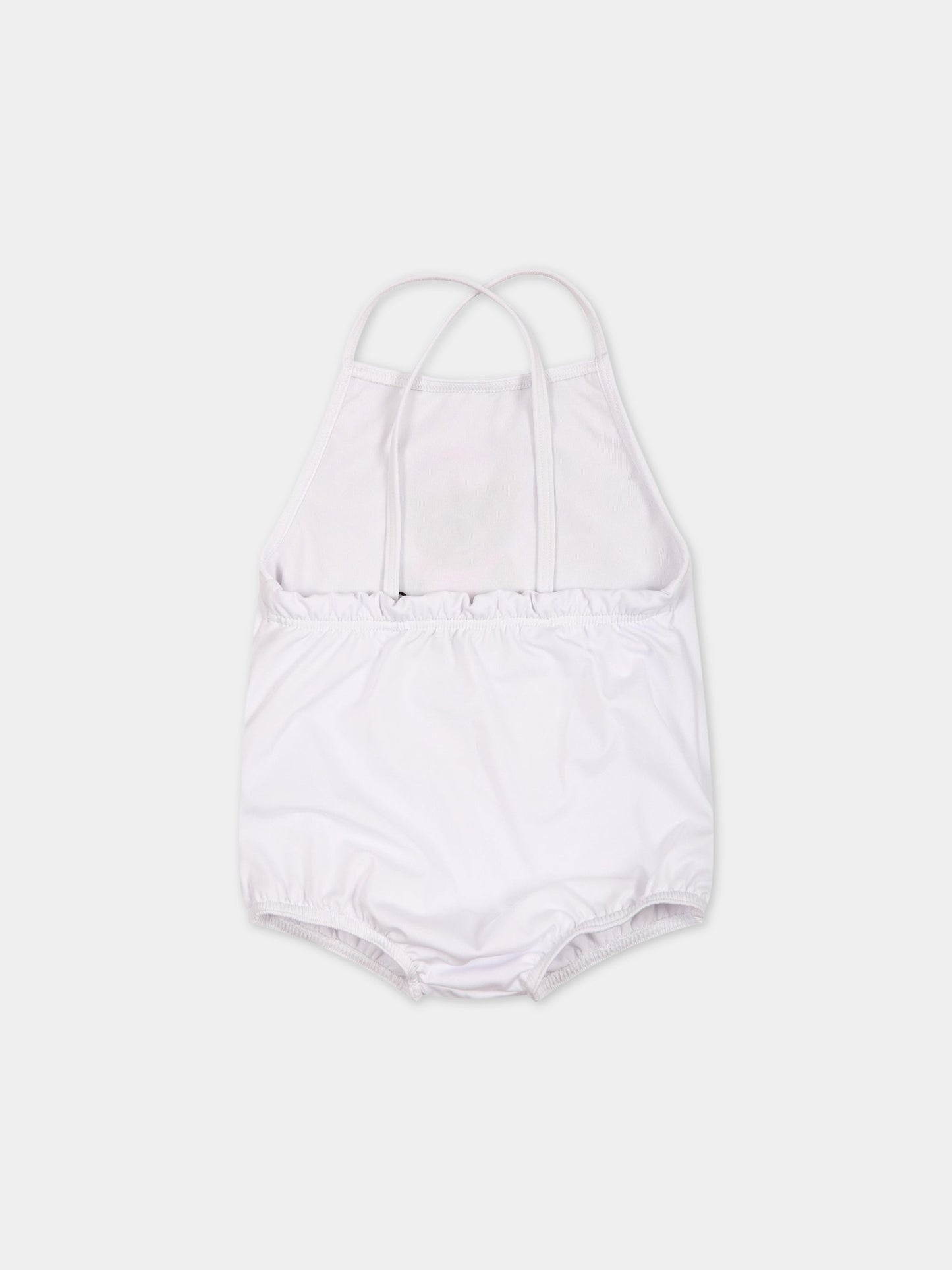 Costume bianco per neonata con Teddy Bear e logo,Moschino Kids,MDL00K LKA00 10101