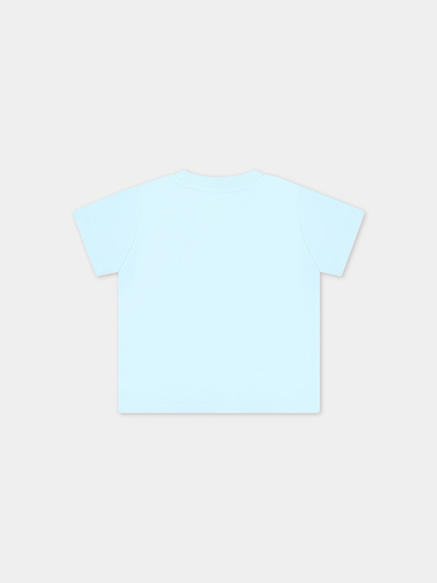 T-shirt celeste per neonato con Teddy Bear e logo,Moschino Kids,MOM032 LAA03 40304