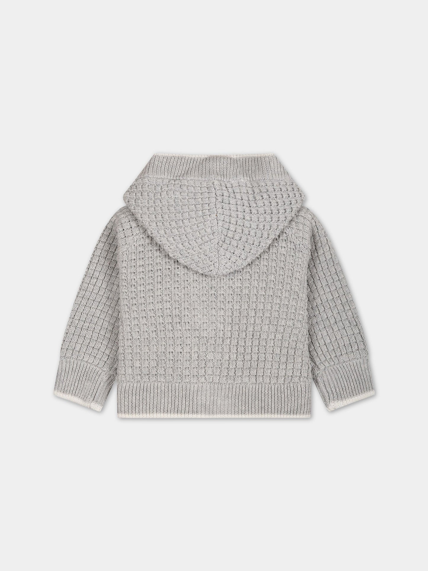 Cardigan grigio per neonato con Teddy bear,Moschino Kids,MUW00S LHE13 60926