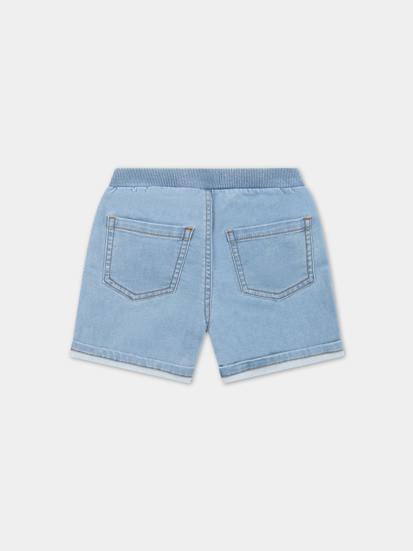 Shorts blu per neonato con Teddy Bear e logo,Moschino Kids,MUQ00W LDE13 40020