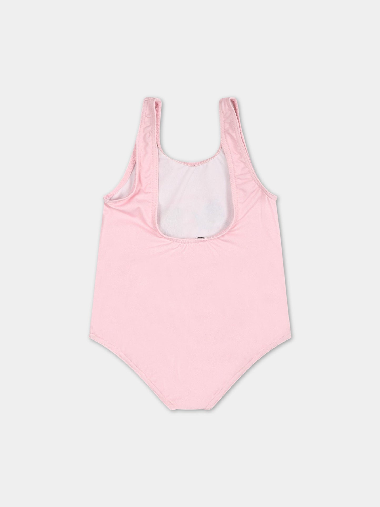 Costume rosa per neonata con stampa e Teddy Bear,Moschino Kids,MLL00A LKA00 50209