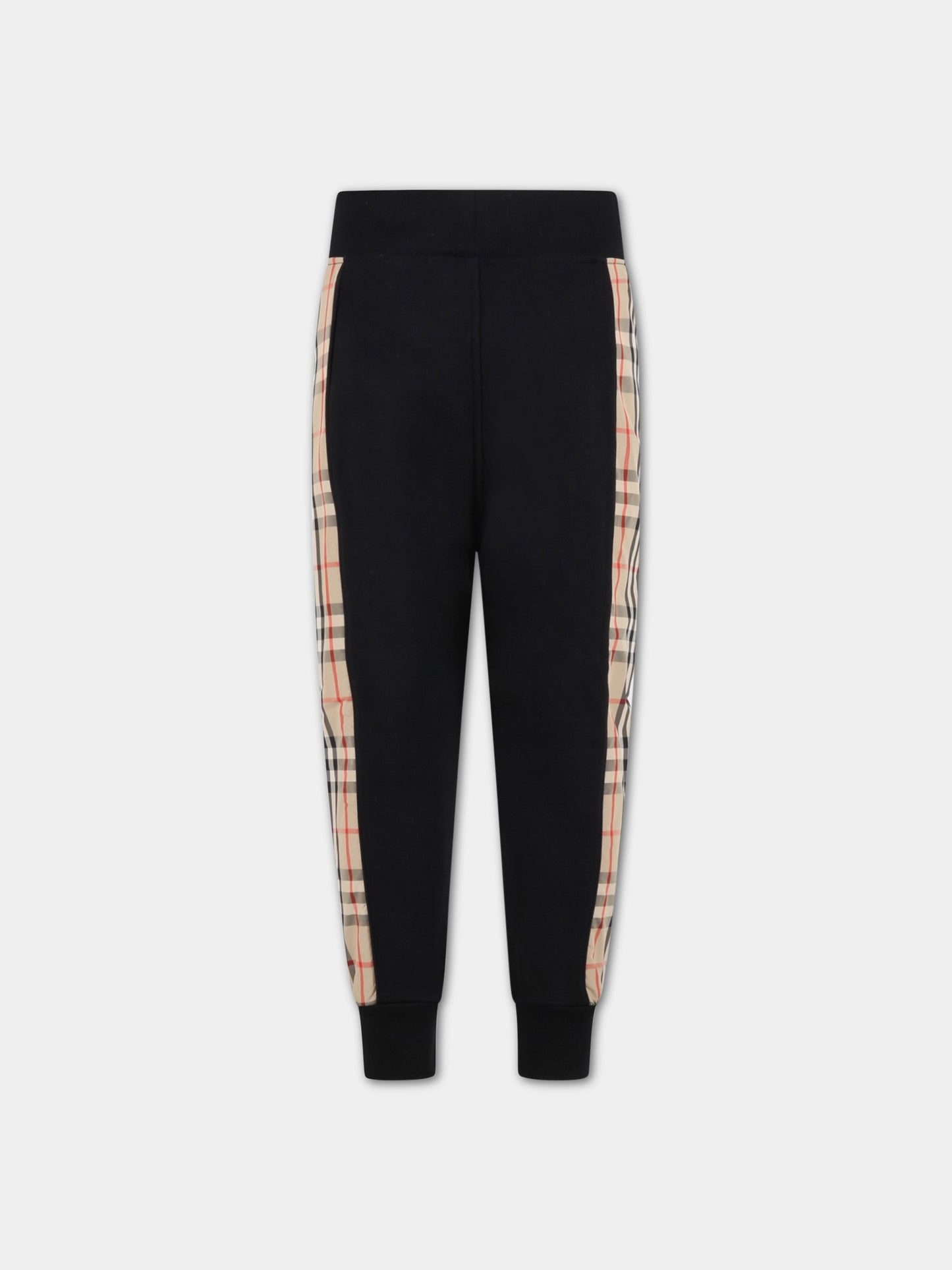 Pantaloni neri da tuta per bambino con check vintage,Burberry Kids,8060954