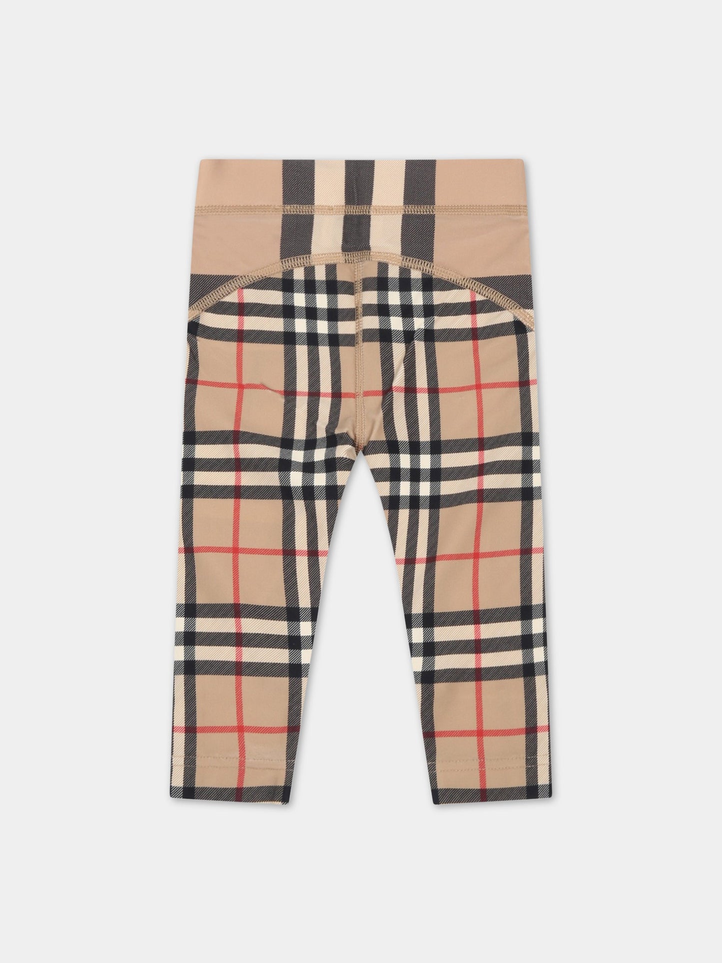 Leggings beige per neonato con iconico check vintage,Burberry Kids,8061389