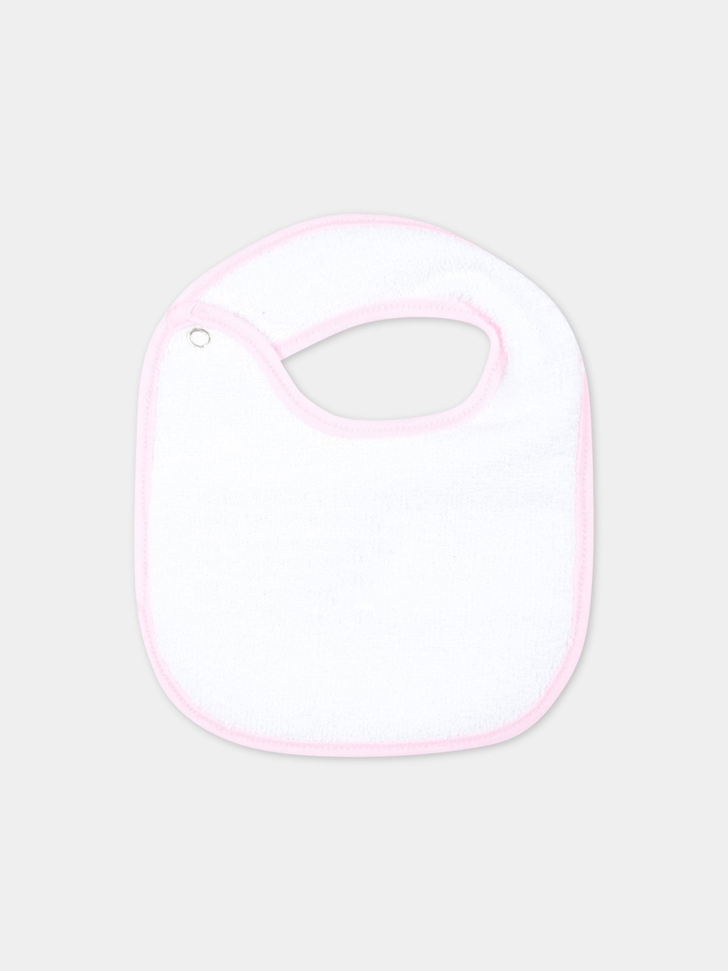 Bavaglino bianco per neonata con stelle rosa e occhiolini,Chiara Ferragni Collection,55A001 1001 9990