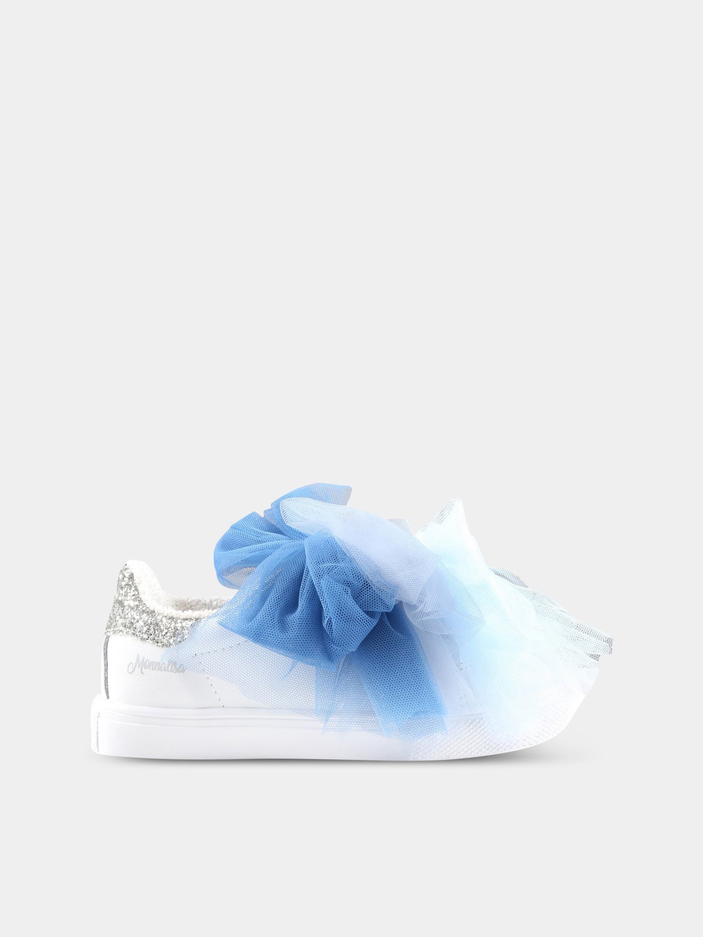 Sneakers bianche per bambina con fiocchi,Monnalisa,8CA010 1716 0152