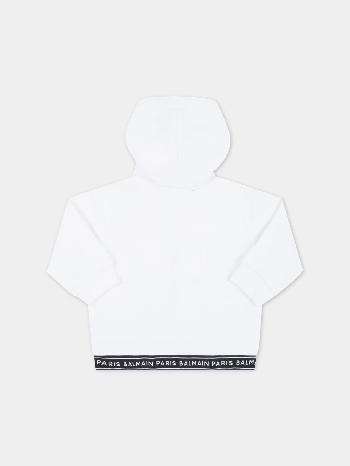 Felpa bianca per neonato con logo nero,Balmain Kids,BS4530 Z0081 100NE