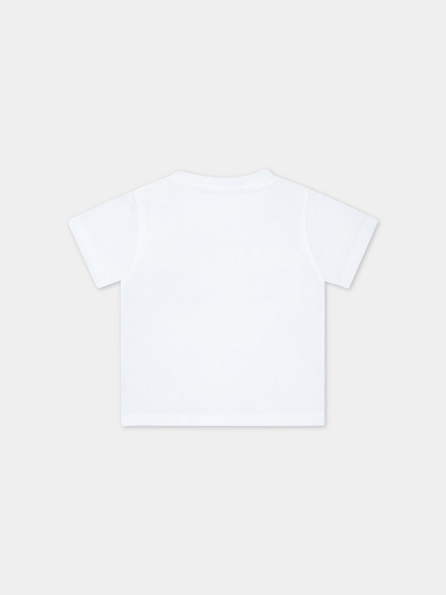 T-shirt bianca per bambini con logo dorato in rilievo,Balmain Kids,BS8001 Z0057 100OR