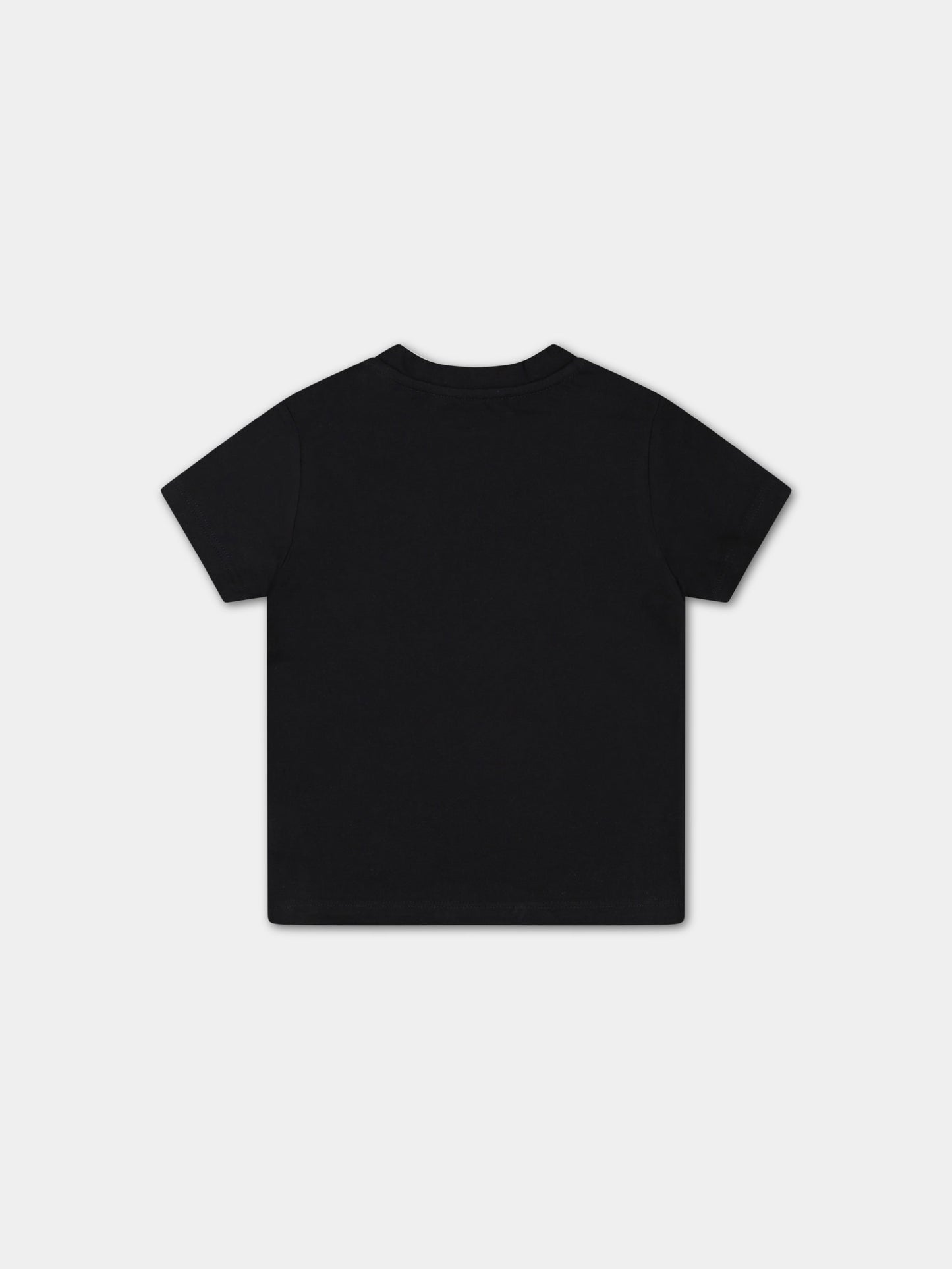 T-shirt nera per neonati con logo dorato,Balmain Kids,BS8011 Z0057 930OR