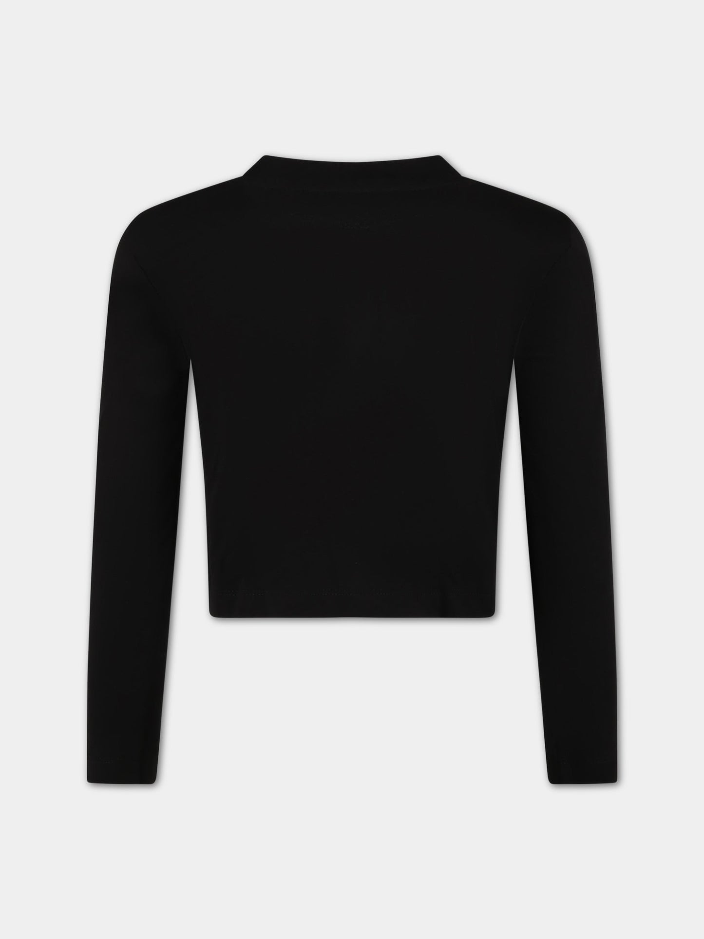 T-shirt nera corta per bambina con logo dorato,Balmain Kids,BS8A80 J0177 930OR