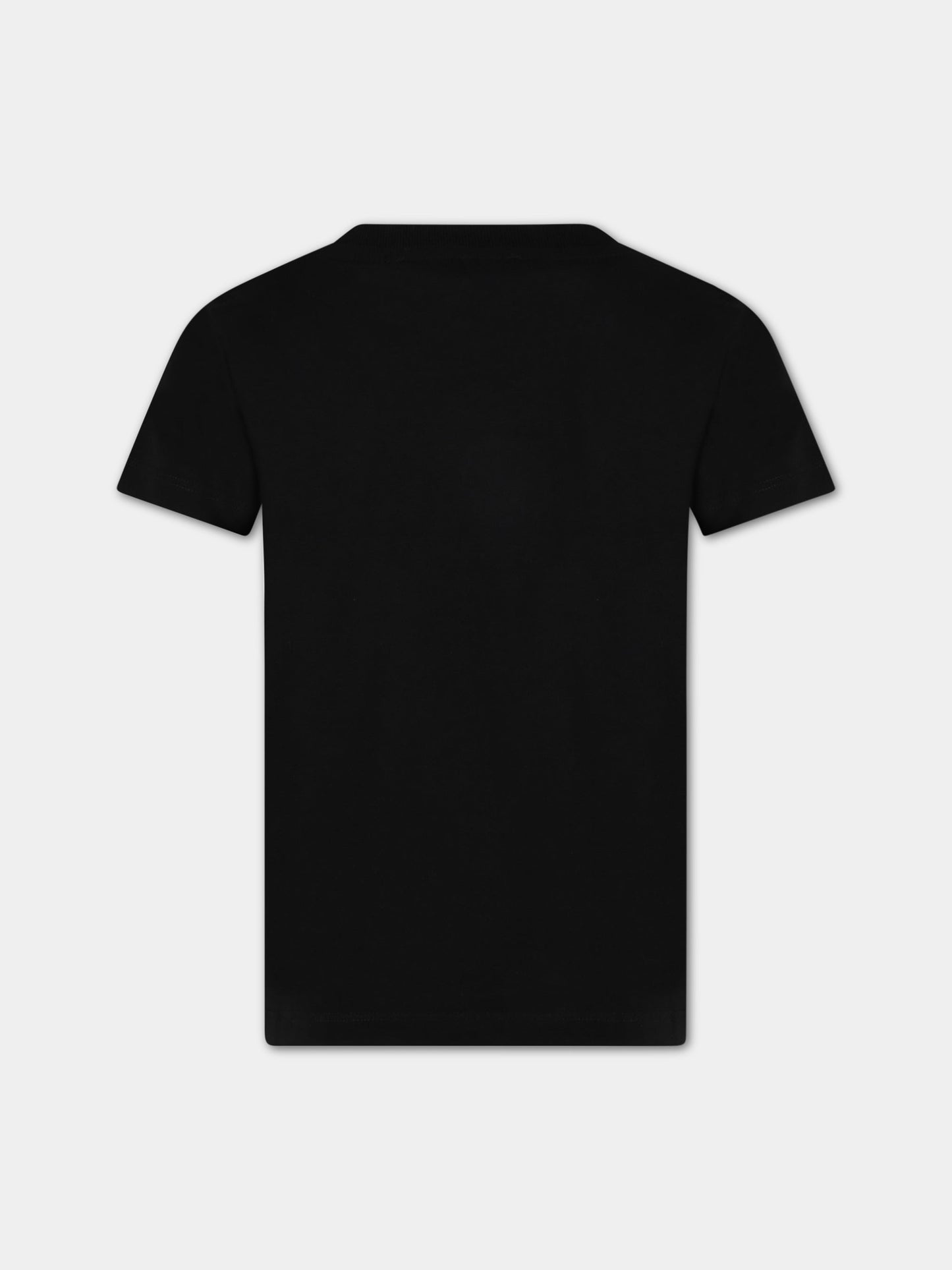 T-shirt nera per bambini con logo bianco,Balmain Kids,BS8P31 Z0082 930BC