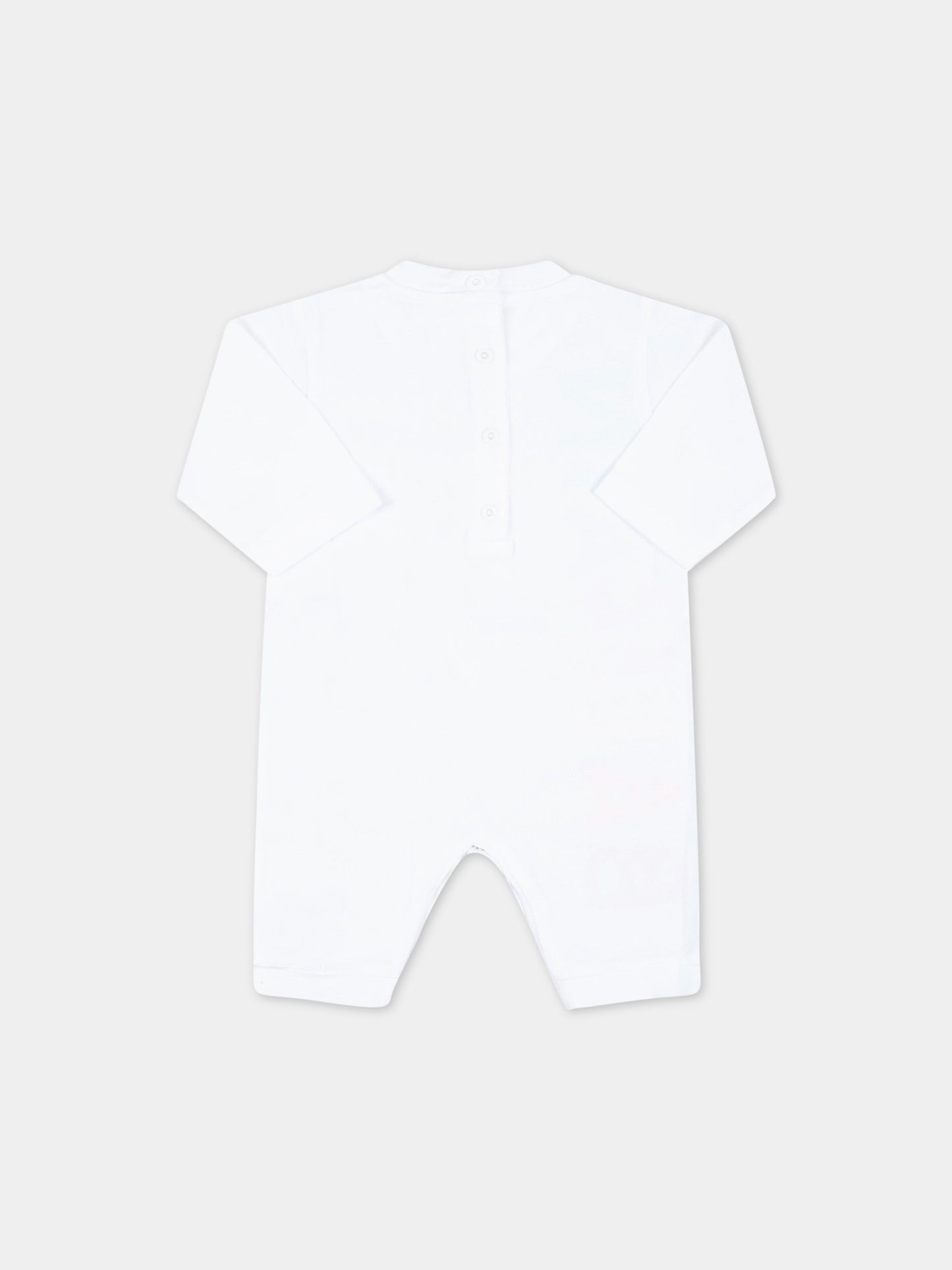 Tutina bianca per neonati con logo colorato,Balmain Kids,BSA500 Z0001 100