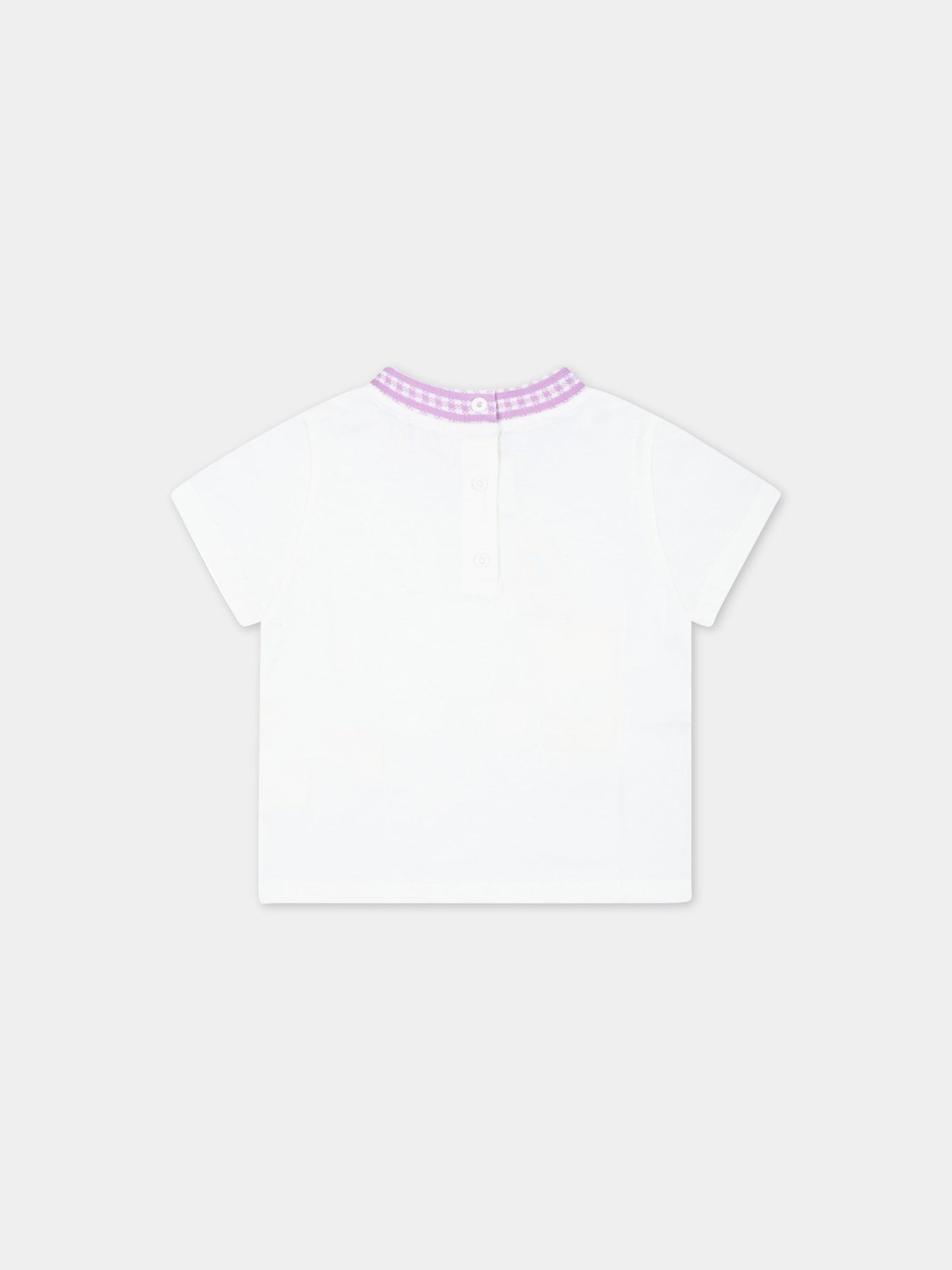 T-shirt bianca per neonata,Fendi Kids,BUI057 7AJ F1JDF