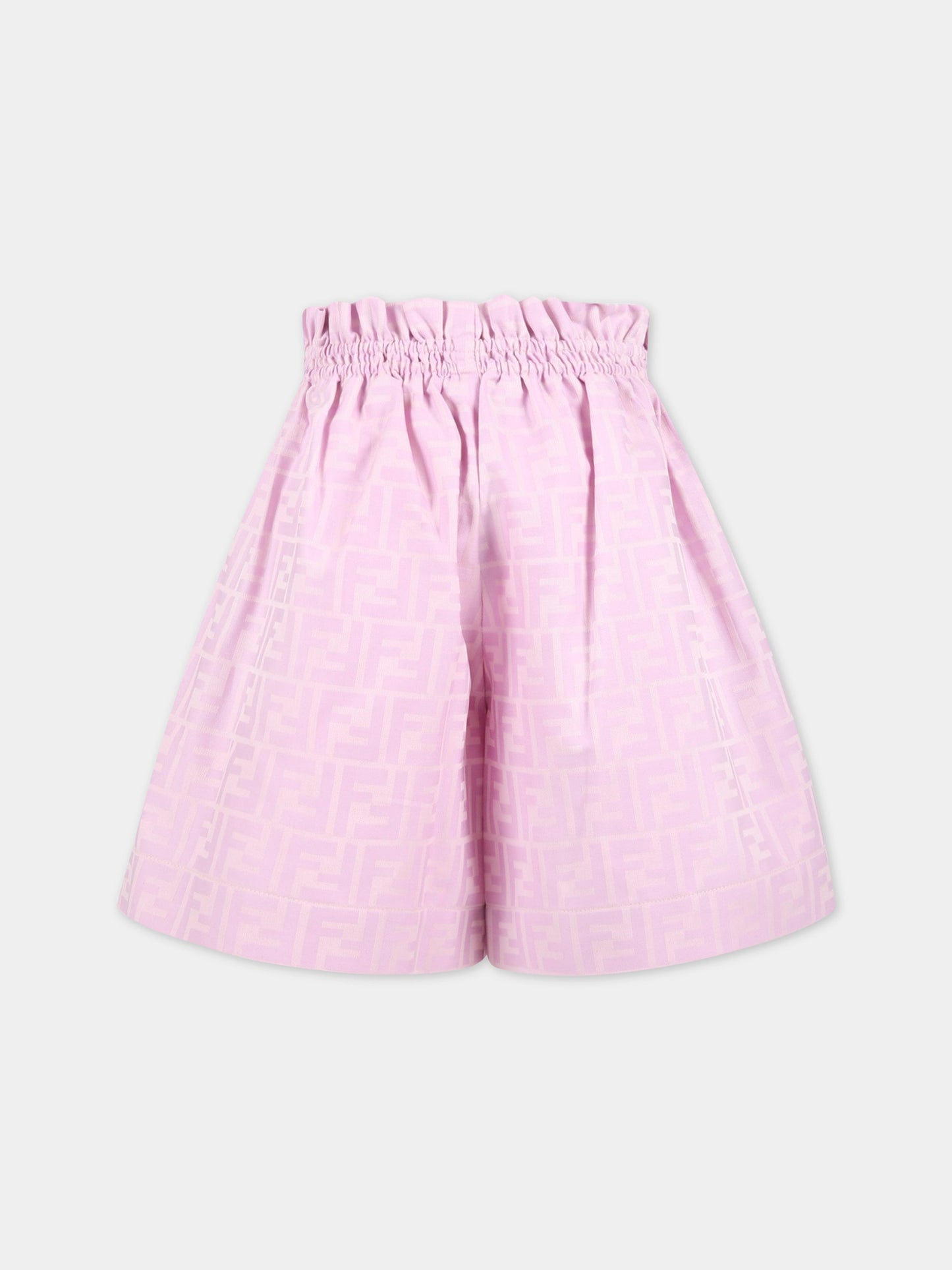 Shorts rosa per bambina con FF,Fendi Kids,JFF293 ALO6 F10WJ
