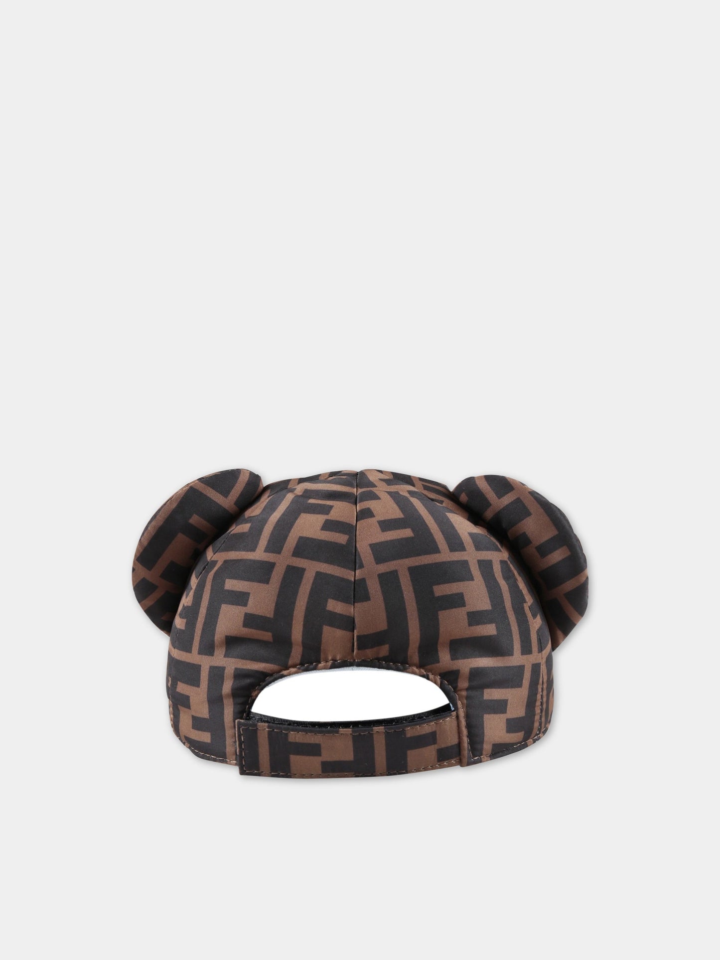 Cappello marrone per neonato con logo celeste,Fendi Kids,BUP045 AMRN F1BWE