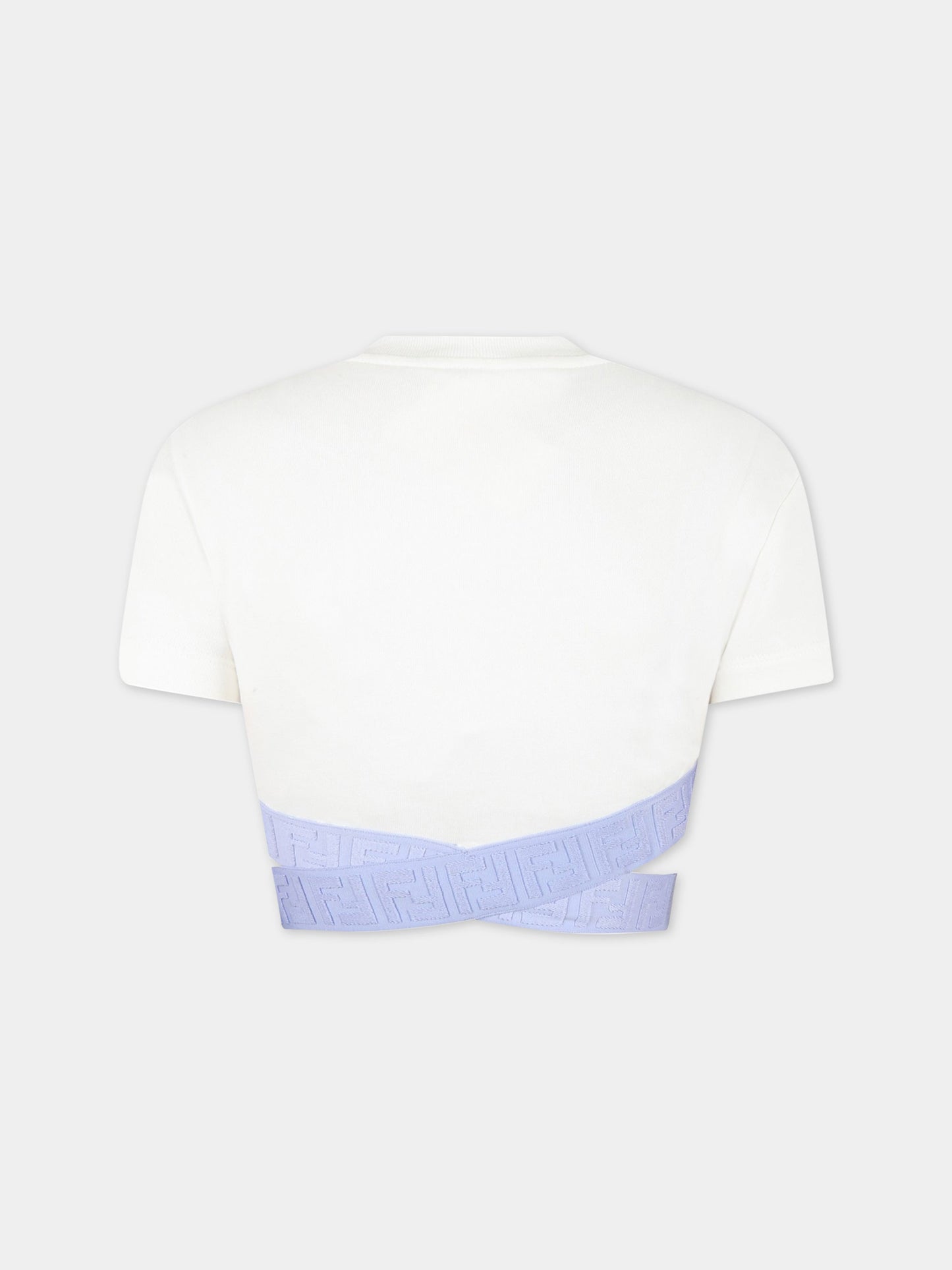 T-shirt bianca per bambina,Fendi Kids,JFI256 5V0 F1JDW