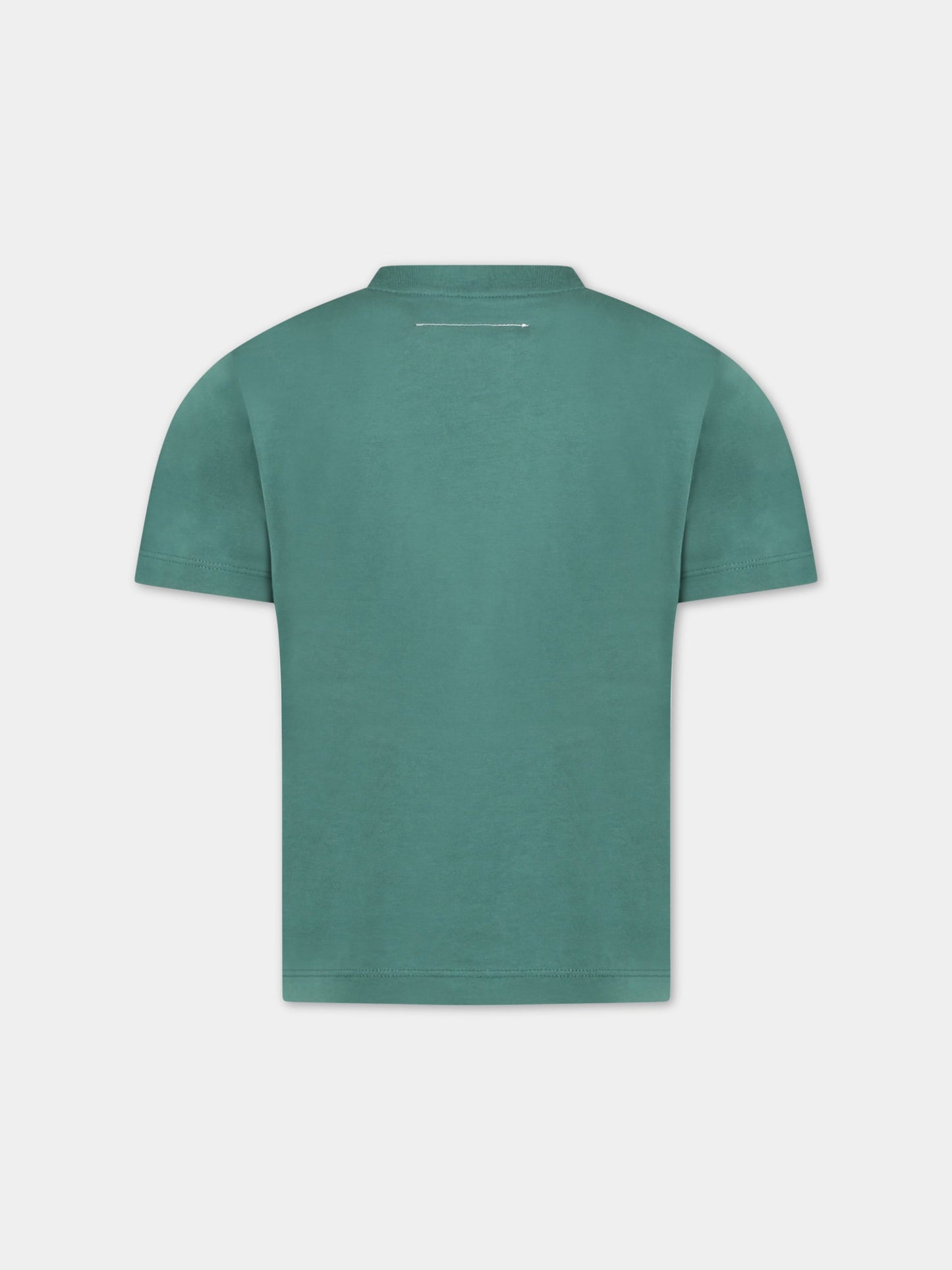 T-shirt verde per bambini con logo bianco,Mm6 Maison Margiela,M60339 MM010 M6507