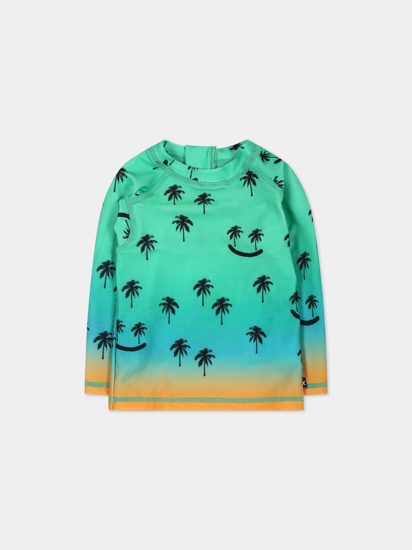 T-shirt verde anti UV per neonato con stampa palme e logo,Molo,8S23P201 7913