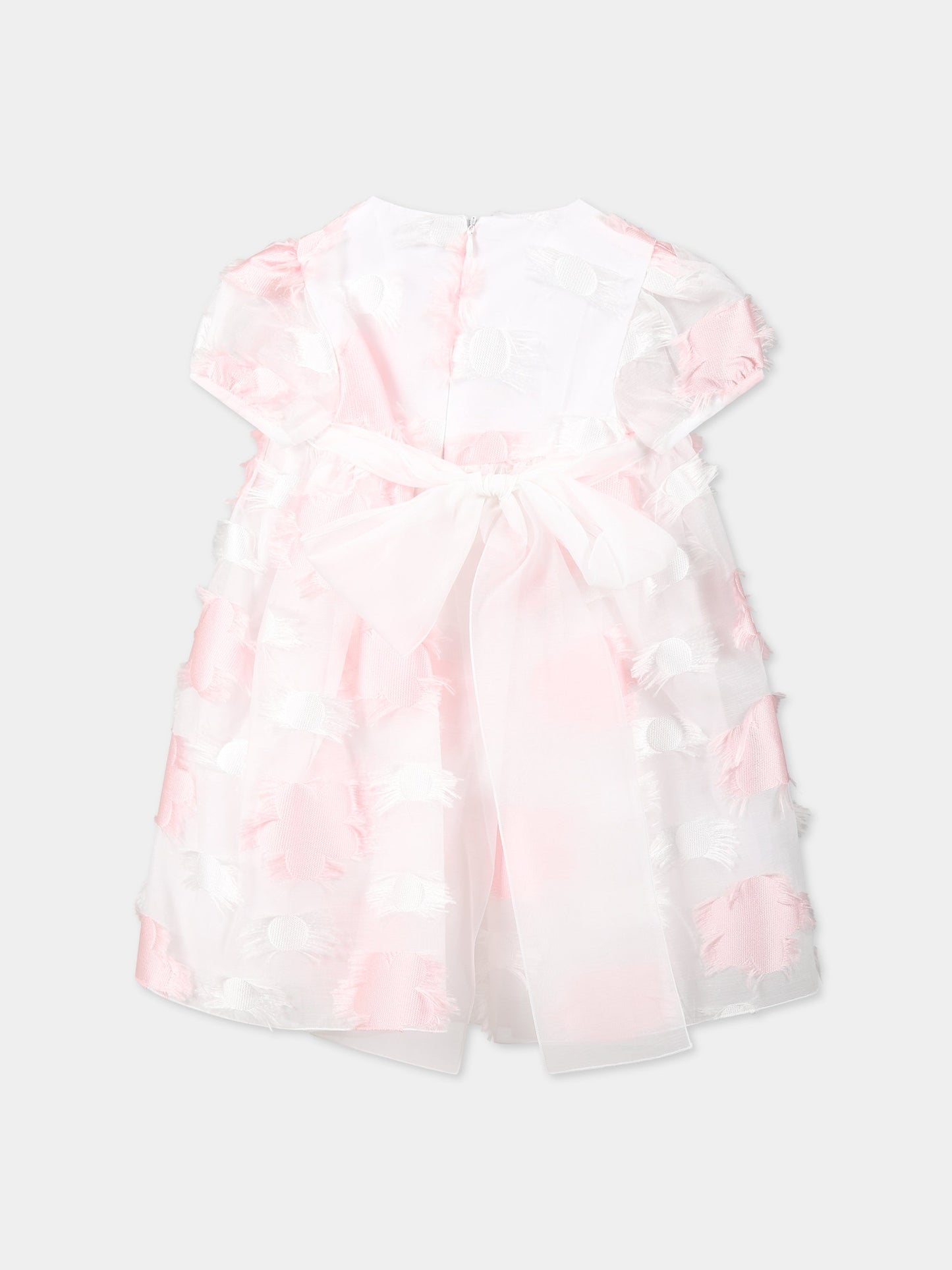 Vestito multicolor per neonata con ricami e frange,Little Bear,6249 BIANCO/ROSA
