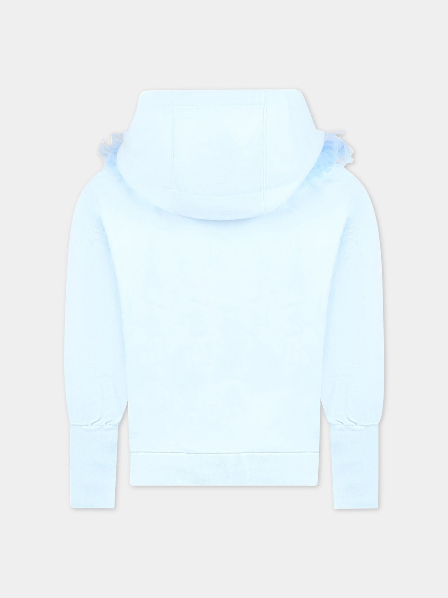 Felpa celeste con cappuccio per bambina,Philosophy,PJFE120 FE144 9012