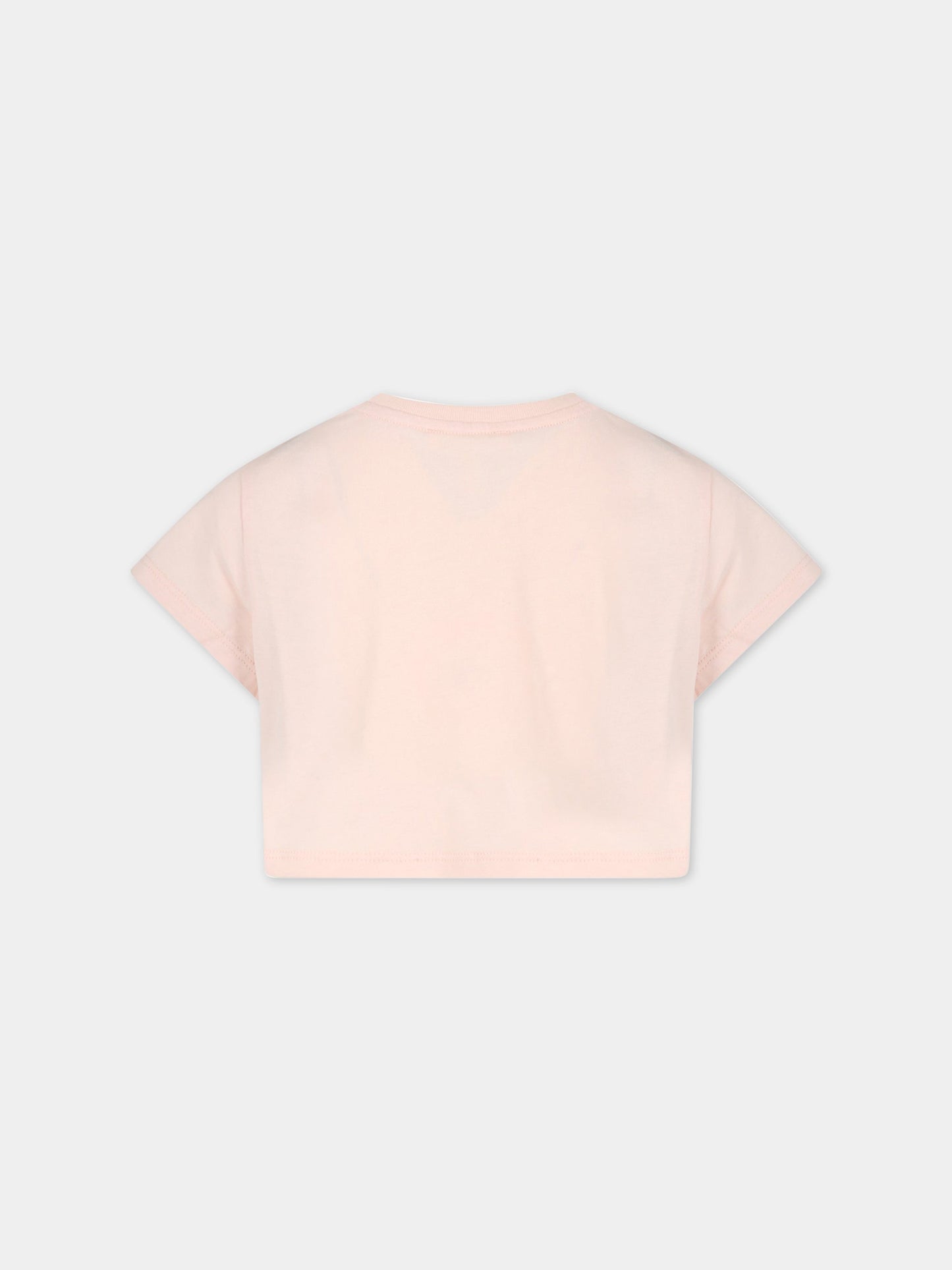 T-shirt rosa per bambina con logo multicolor,Chloé Kids,C15E07 45K