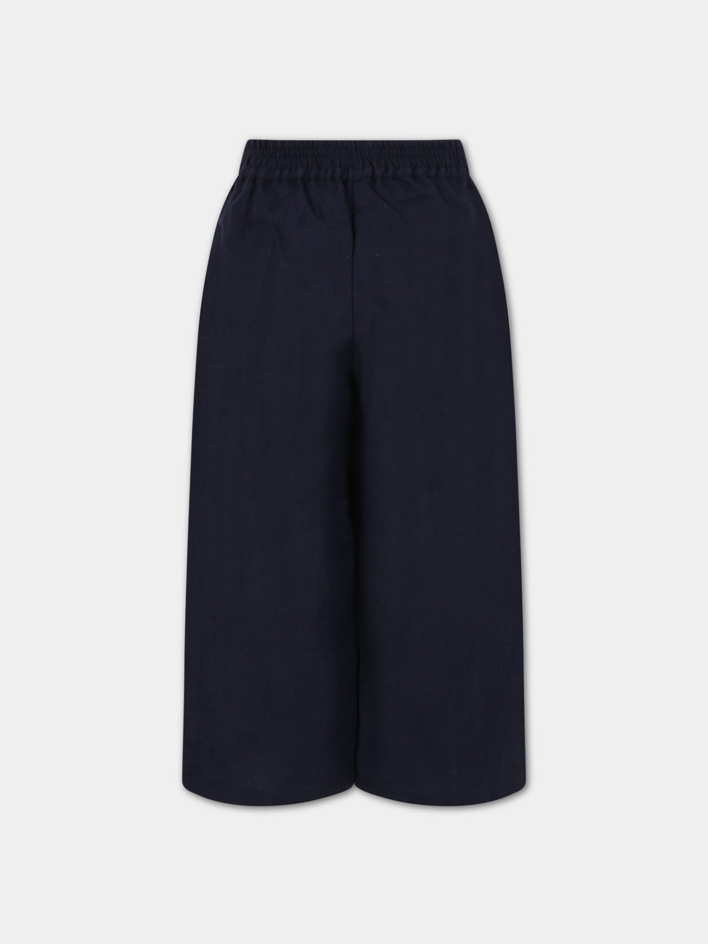 Pantaloni blu per bambina con dettagli smerlati,Chloé Kids,C14726 859
