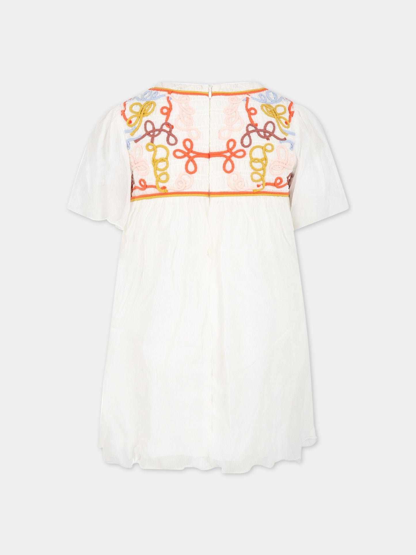 Vestito bianco per bambina con ricamo,Chloé Kids,C12921 117