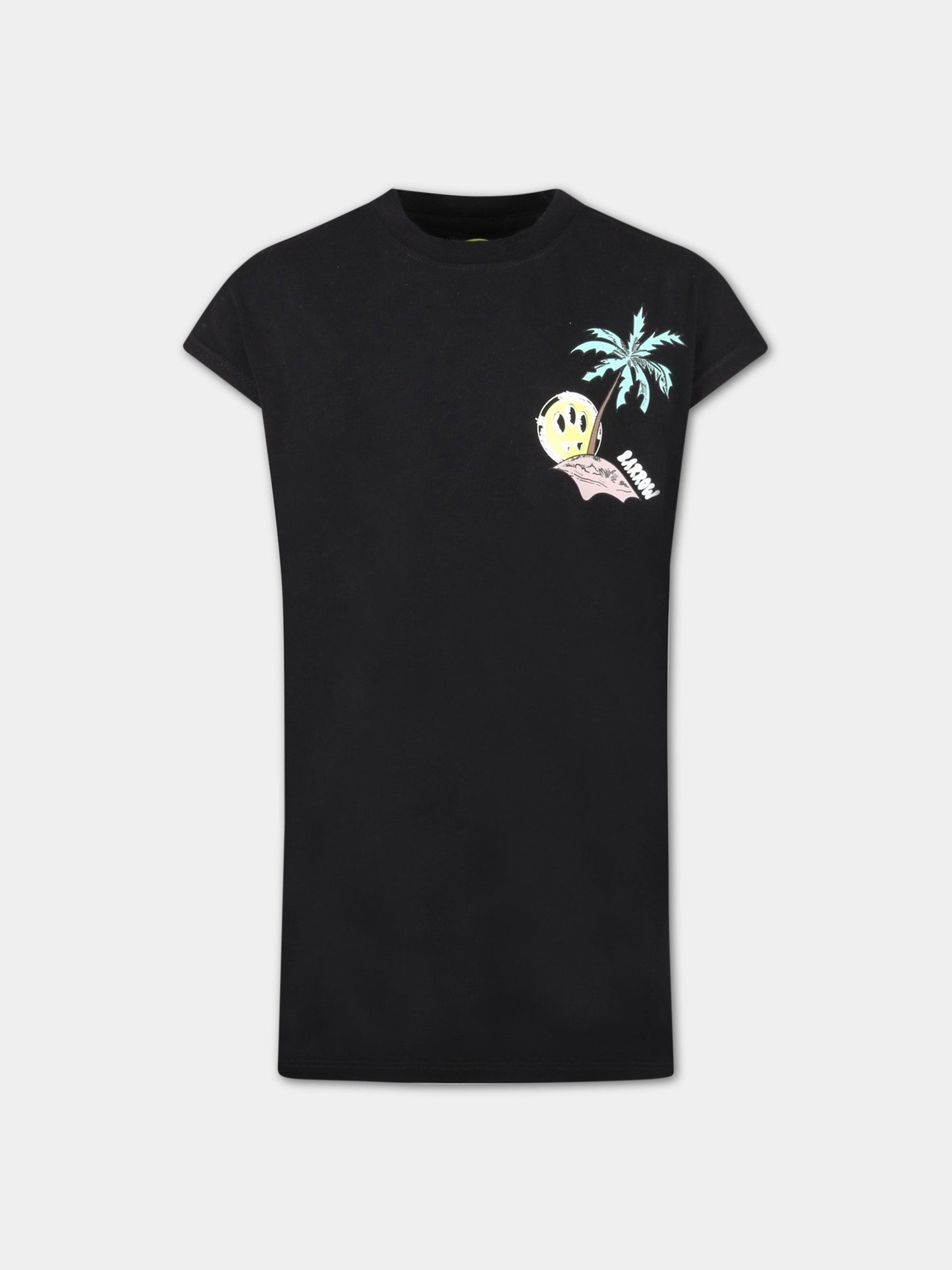 Vestito neroper bambina con fiori e smile,Barrow,033056 110