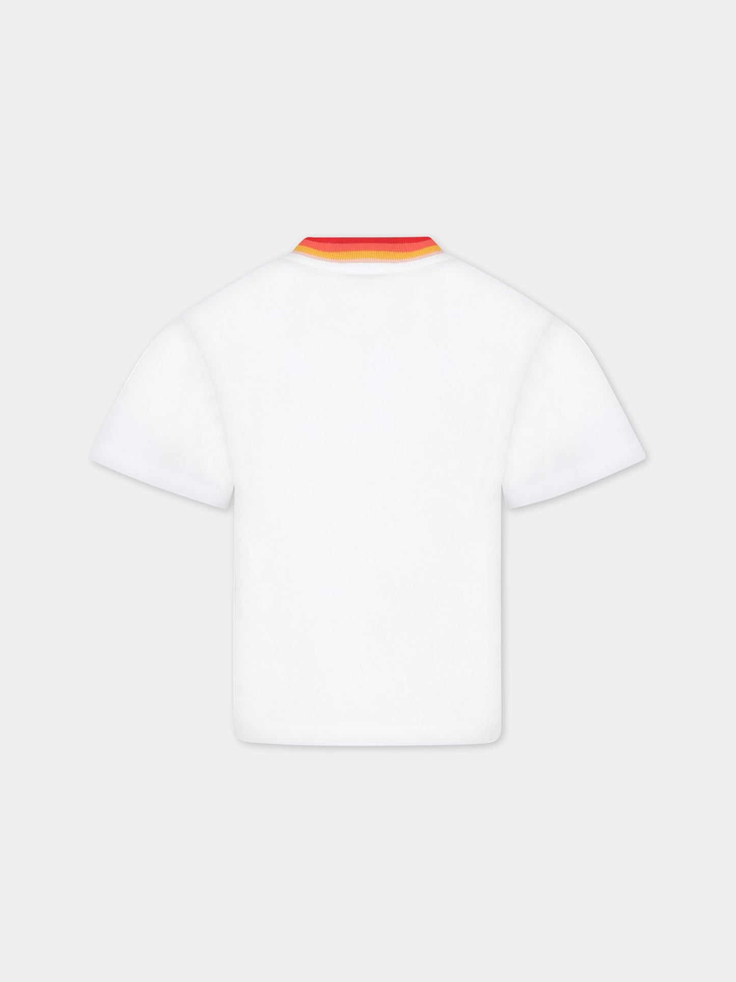 T-shirt bianca per bambina con logo multicolor,Kenzo Kids,K15630 10P