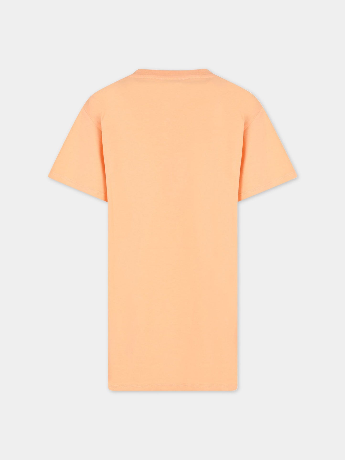 Vestito arancione per bambina con giraffa e logo,Kenzo Kids,K12297 57A