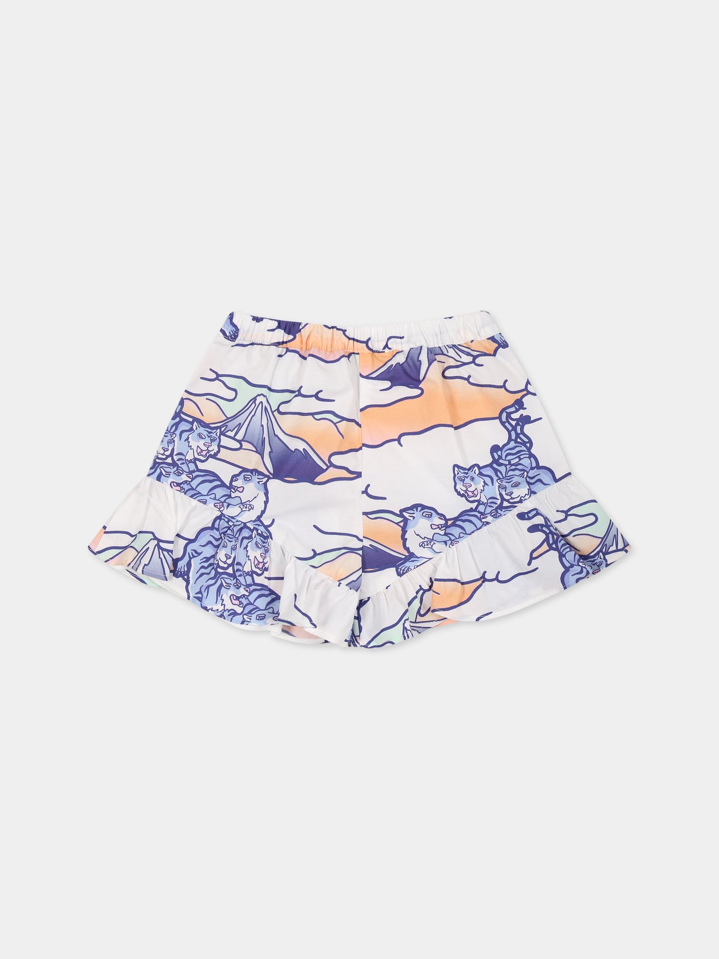 Shorts bianco per neonata con stampa multicolor e logo,Kenzo Kids,K04218 10P