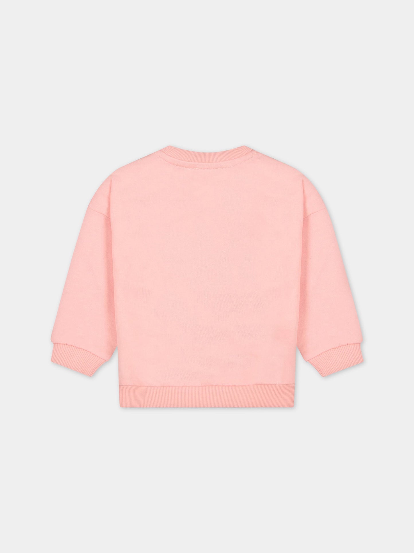 Felpa rosa per neonata con giraffa e logo,Kenzo Kids,K05483 46G