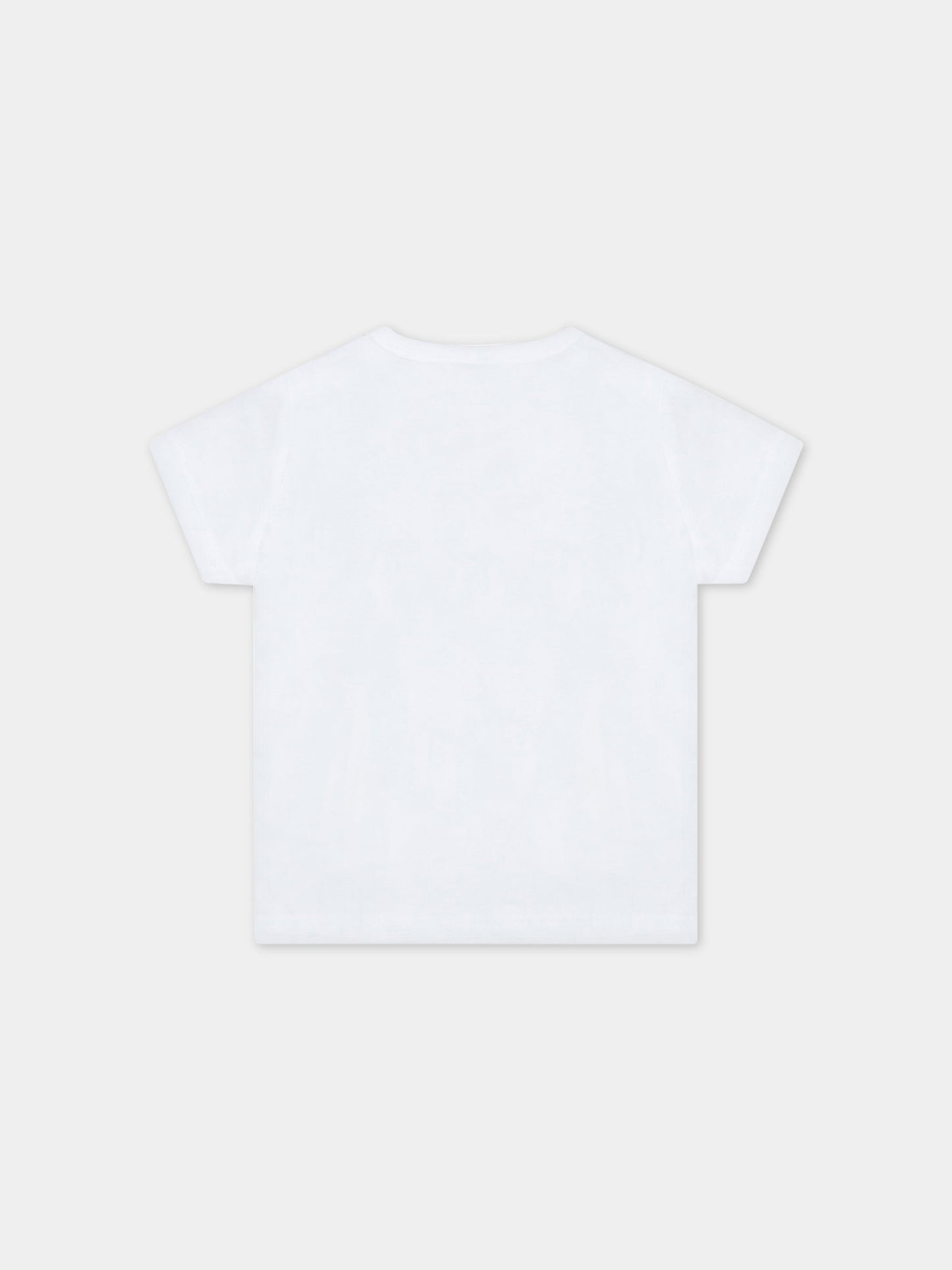 T-shirt bianca per neonata con tigre iconica e logo,Kenzo Kids,K05451 10B