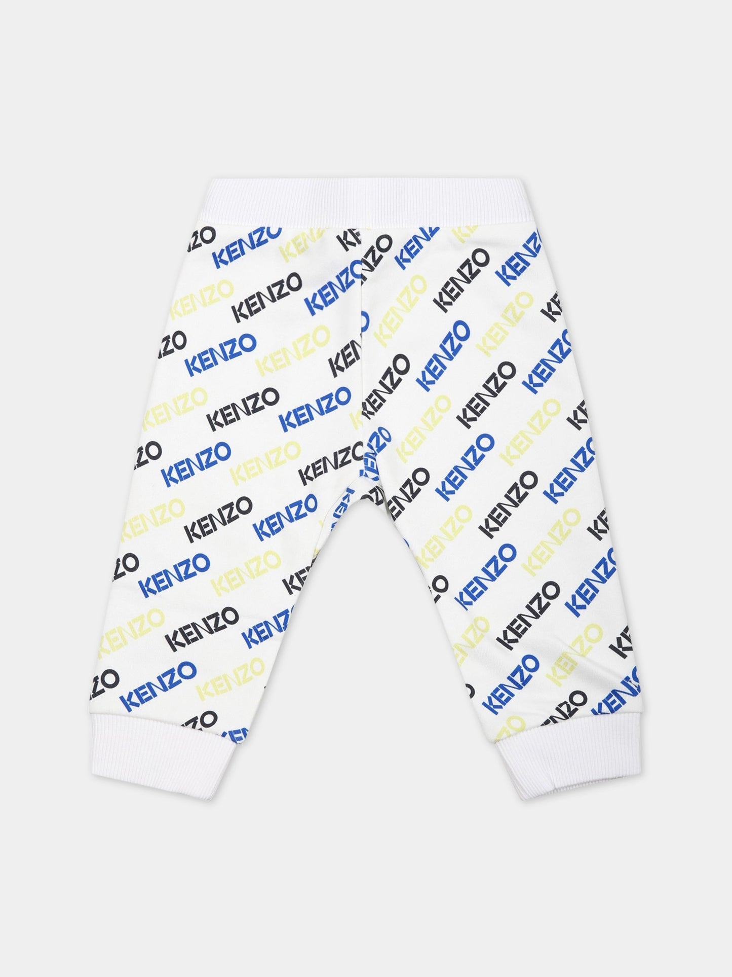 Pantalone bianco per neonato con logo multicolor,Kenzo Kids,K04206 10P
