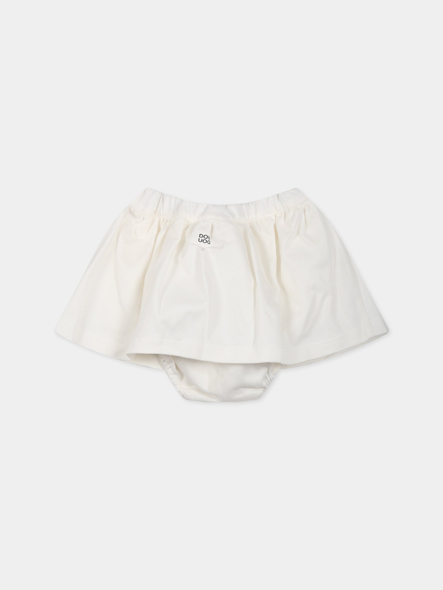 Gonna bianca per neonata con logo,Douuod Kids,DS7001 G0073 101