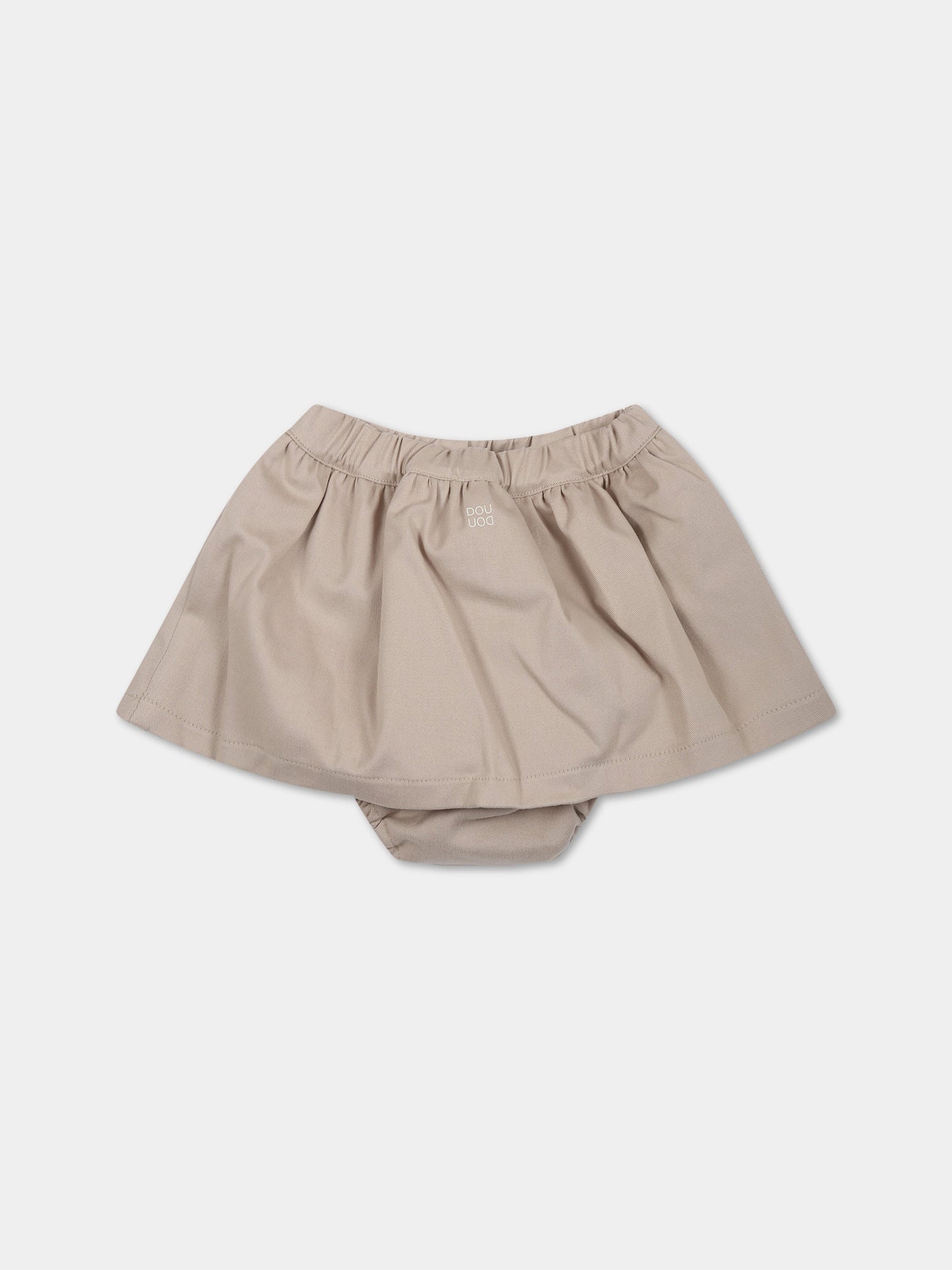 Gonna beige per neonata con logo,Douuod Kids,DS7001 G0073 114