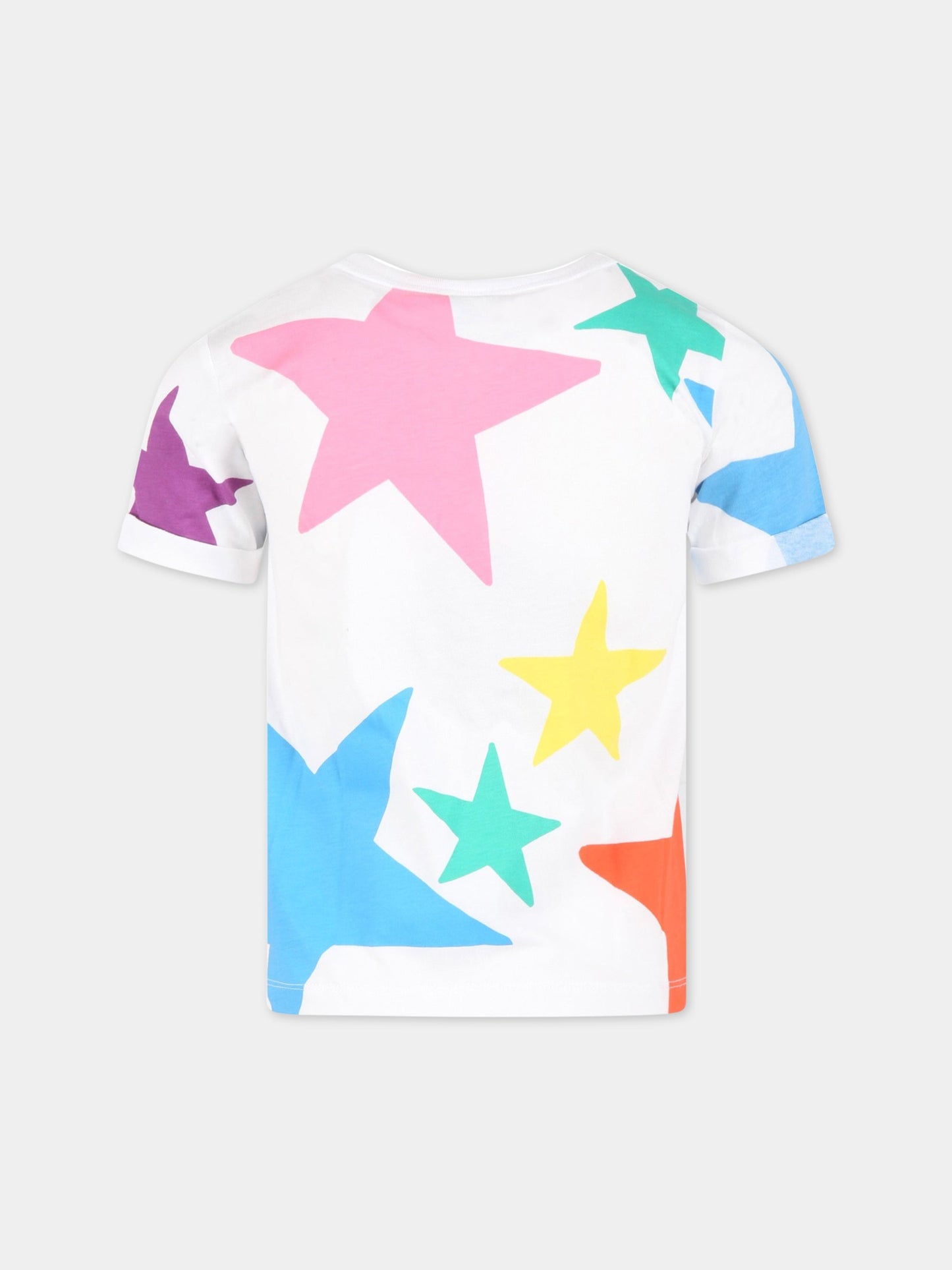 T-shirt bianca per bambina con stelle all-over,Stella Mccartney Kids,TS8C41 Z0913 100MC