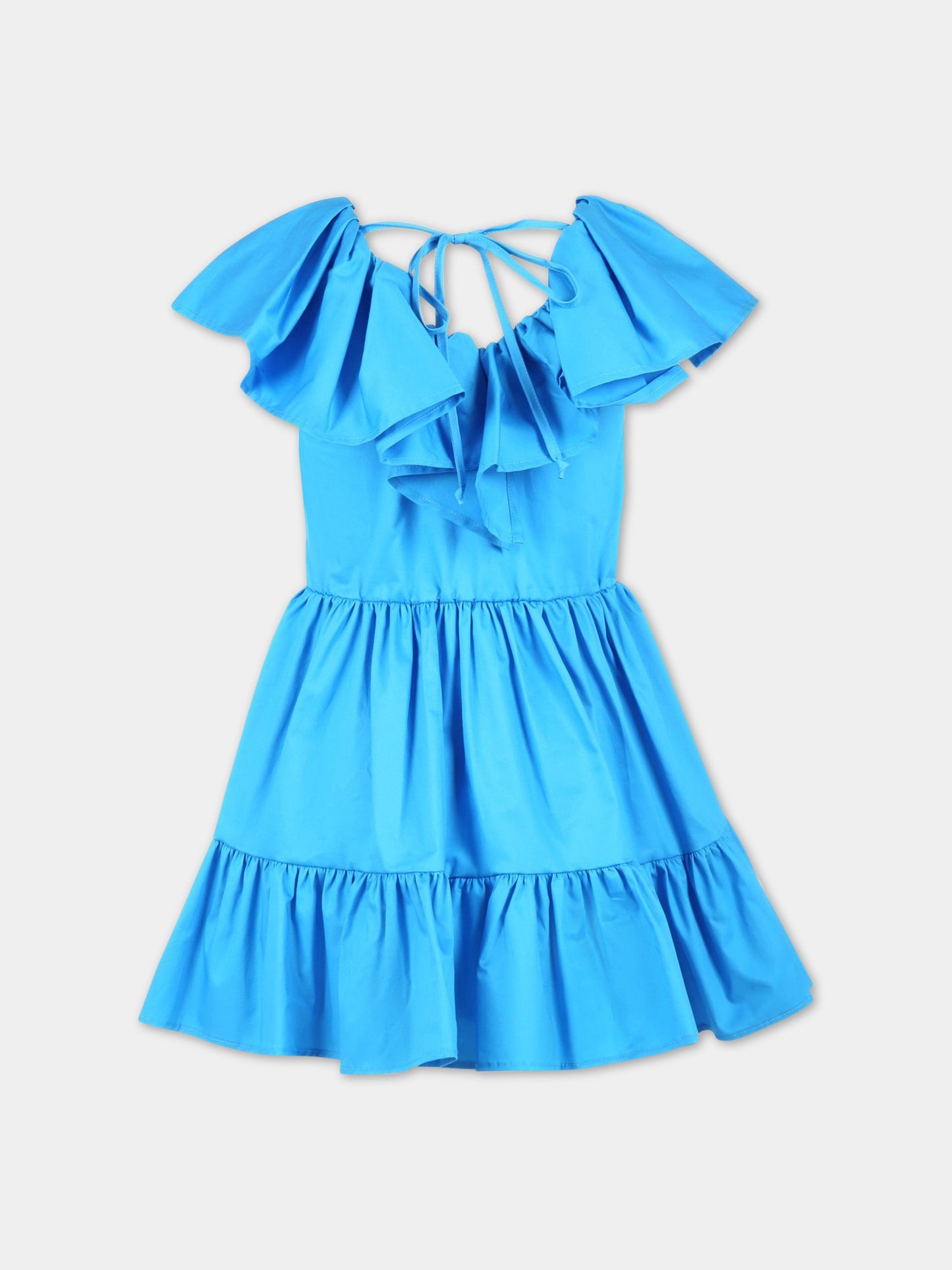 Vestito azzurro per bambina con logo nero,Msgm Kids,MS029391 120