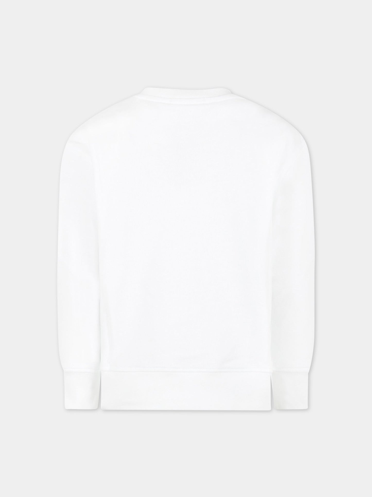 Felpa bianca per bambino con logo nero,Msgm Kids,MS029324 001