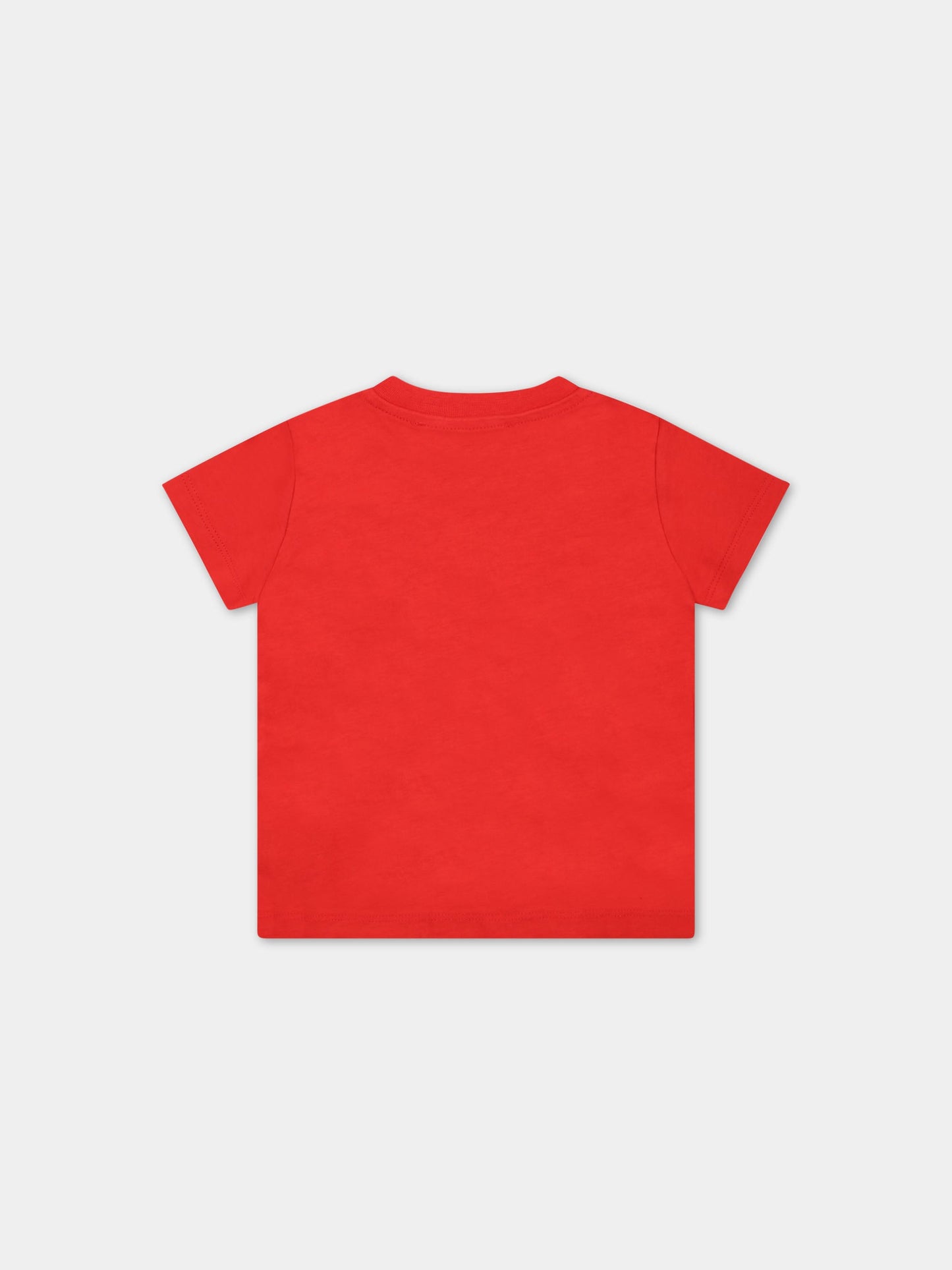T-shirt rossa per neonati con logo bianco,Msgm Kids,MS029355 040