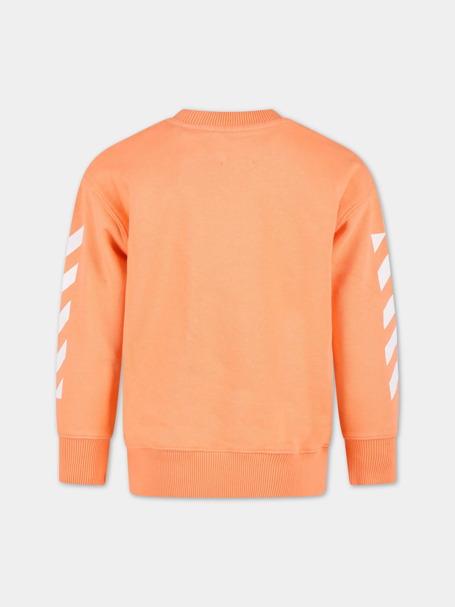 Felpa arancione per bambini con logo bianco,Off White,OGBA001S23FLE0022101